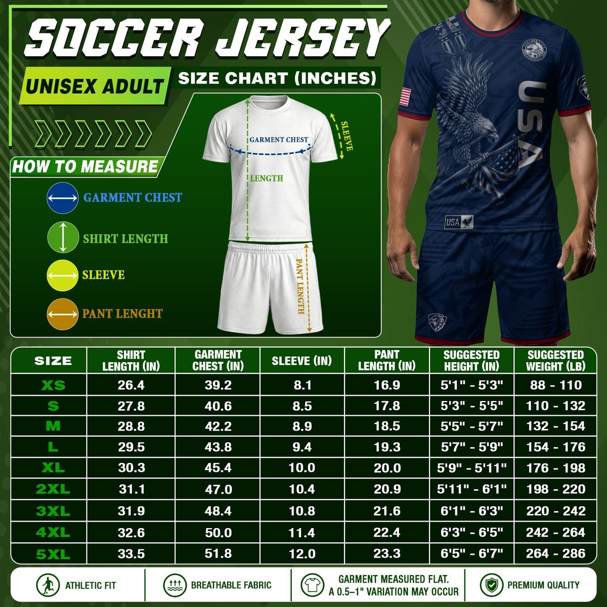 Patriotic Eagle Adult USA Soccer Jersey Navy Blue Shirt United States Football Tee - Rust Field Wear