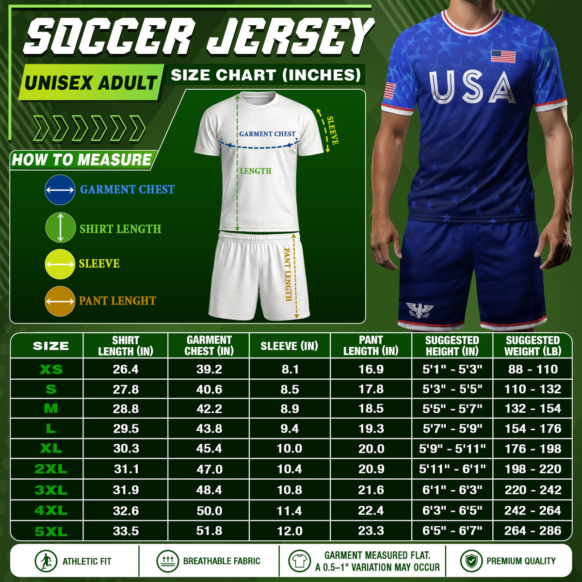 USA Soccer Jersey Adult Blue Patriotic Stars Shirt American Football Team Tee