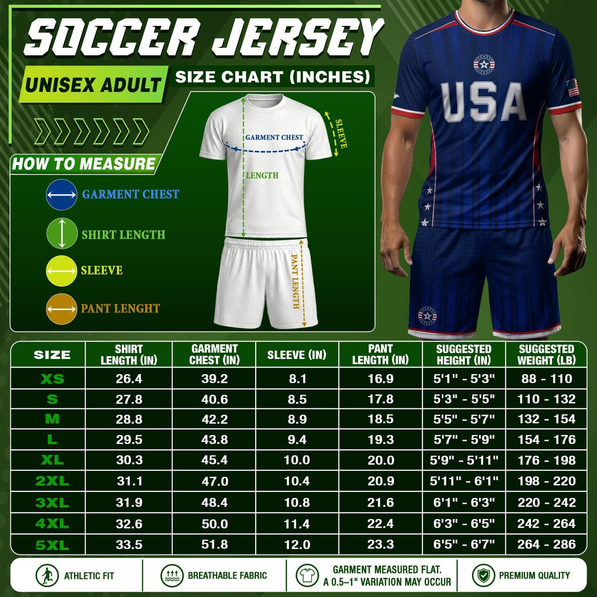 Adult USA Soccer Jersey Navy Blue Patriotic Vertical Stripe Star Side United States Tee - Rust Field Wear