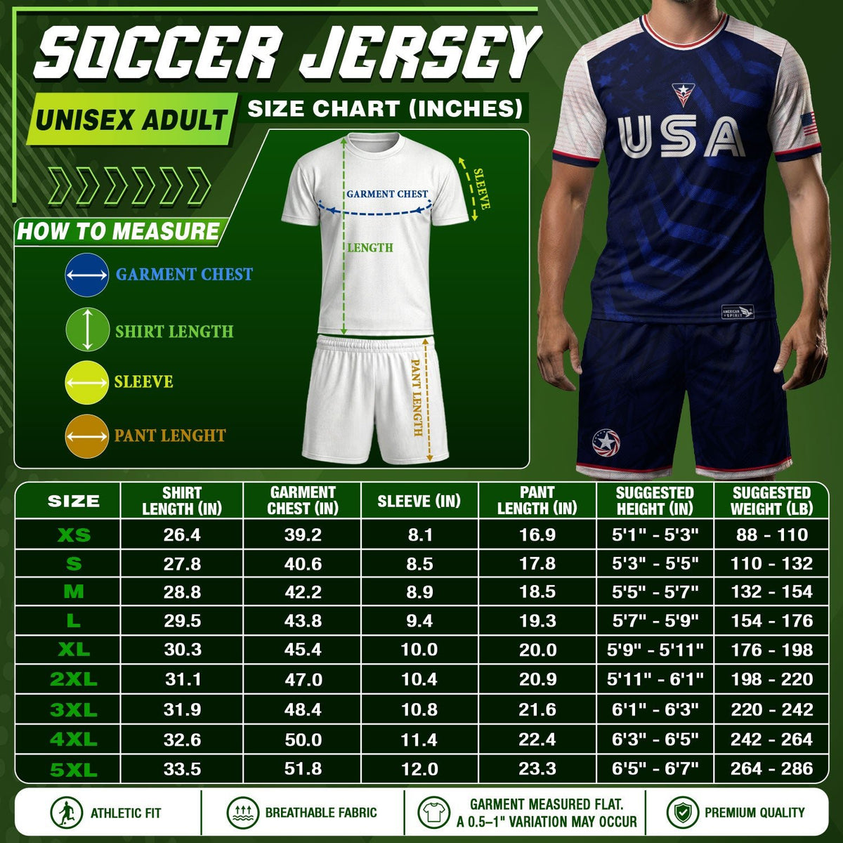 Adult USA Soccer Jersey Navy Blue Patriotic Big Chevron Graphic United States Fan Shirt - Rust Field Wear