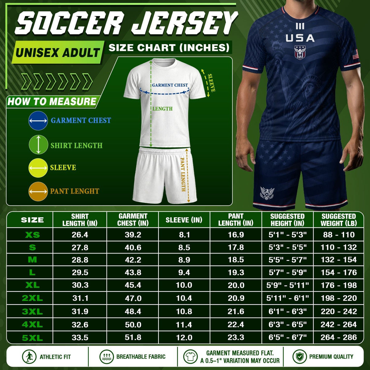 Adult USA Soccer Jersey Navy Patriotic Statue of Liberty Artistic Graphic Football Tee - Rust Field Wear