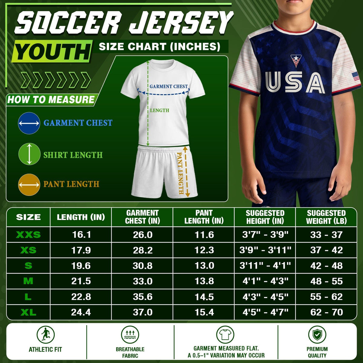 Kids USA Soccer Jersey Youth Children Patriotic Subtle Star Pattern United States Tee - Rust Field Wear