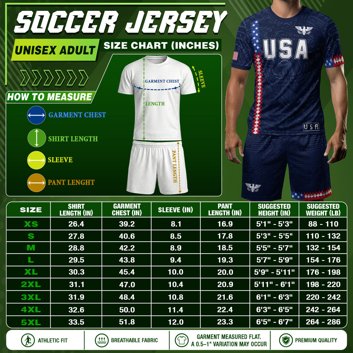 USA Soccer Jersey Men Navy Blue Eagle Flag Pattern Patriotic Football Shirt