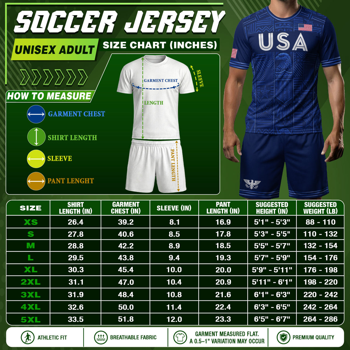 USA Soccer Jersey Men Navy Blue Eagle Star Pattern Patriotic Football T-Shirt