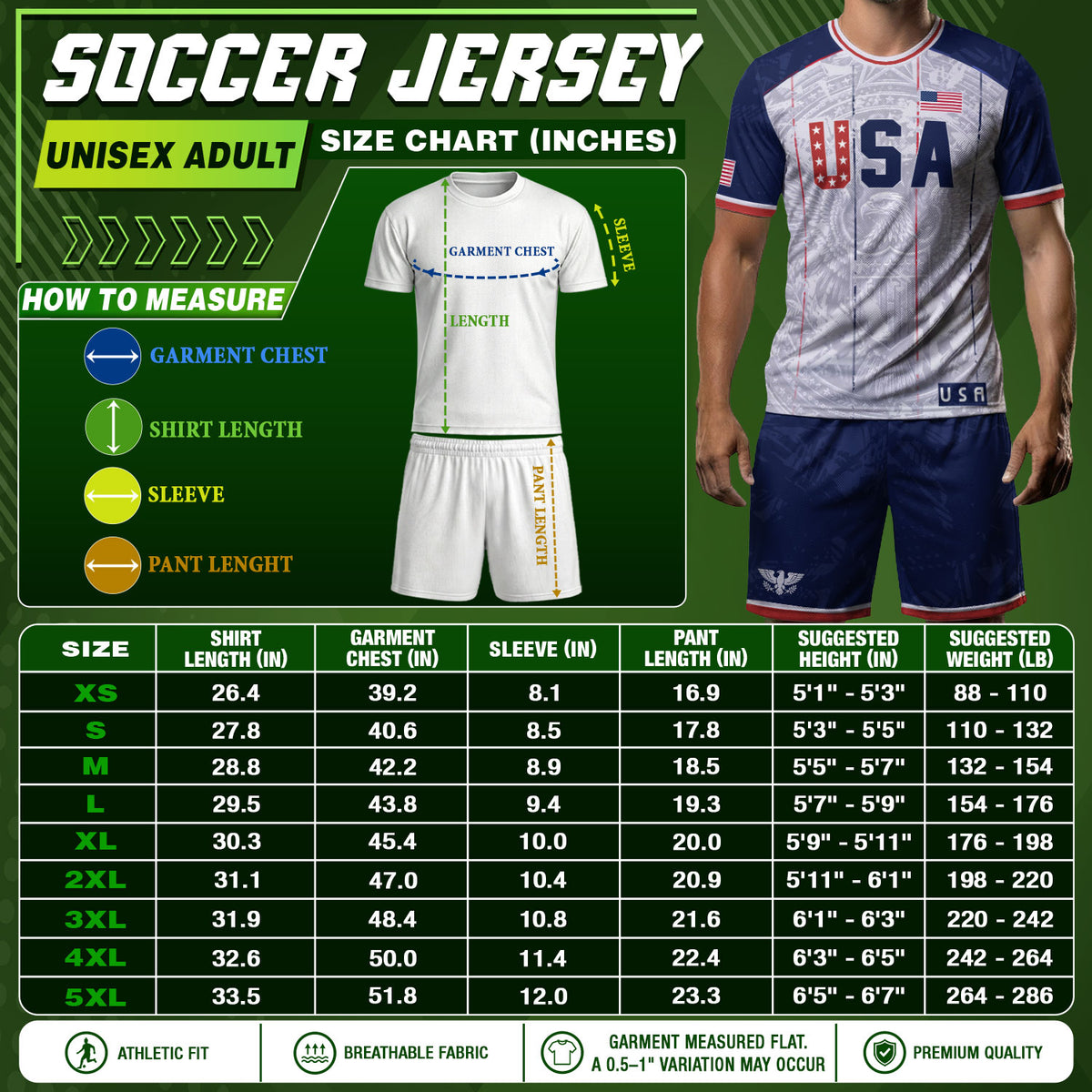 USA Soccer Jersey Men White Patriotic Eagle Team Graphic Football Shirt