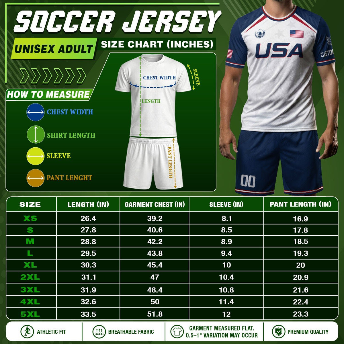 Custom Adult USA Soccer Jersey White Red Blue Patriotic American Team Football Shirt - Rust Field Wear