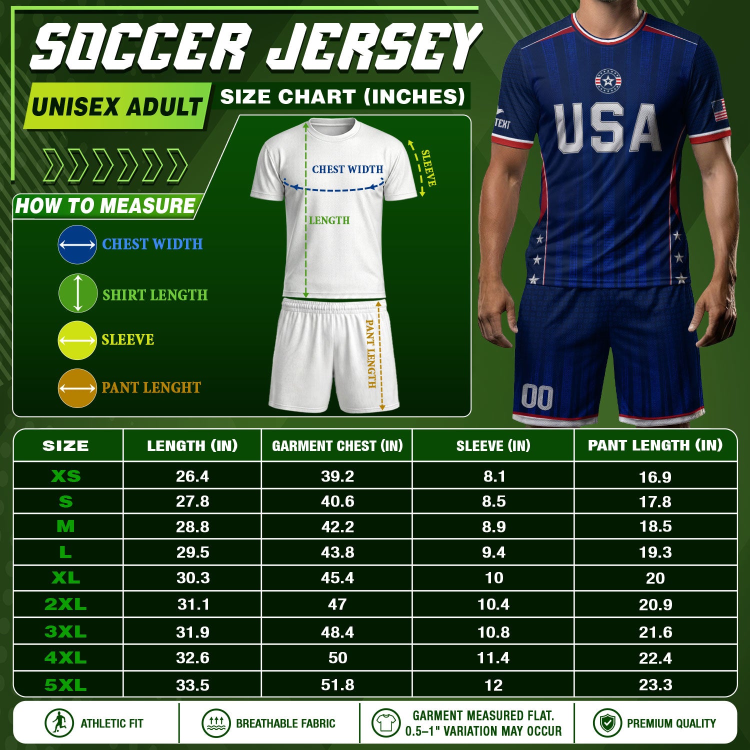 Custom Blue USA Soccer Jersey - Personalized Name & Number Patriotic Sports Shirt