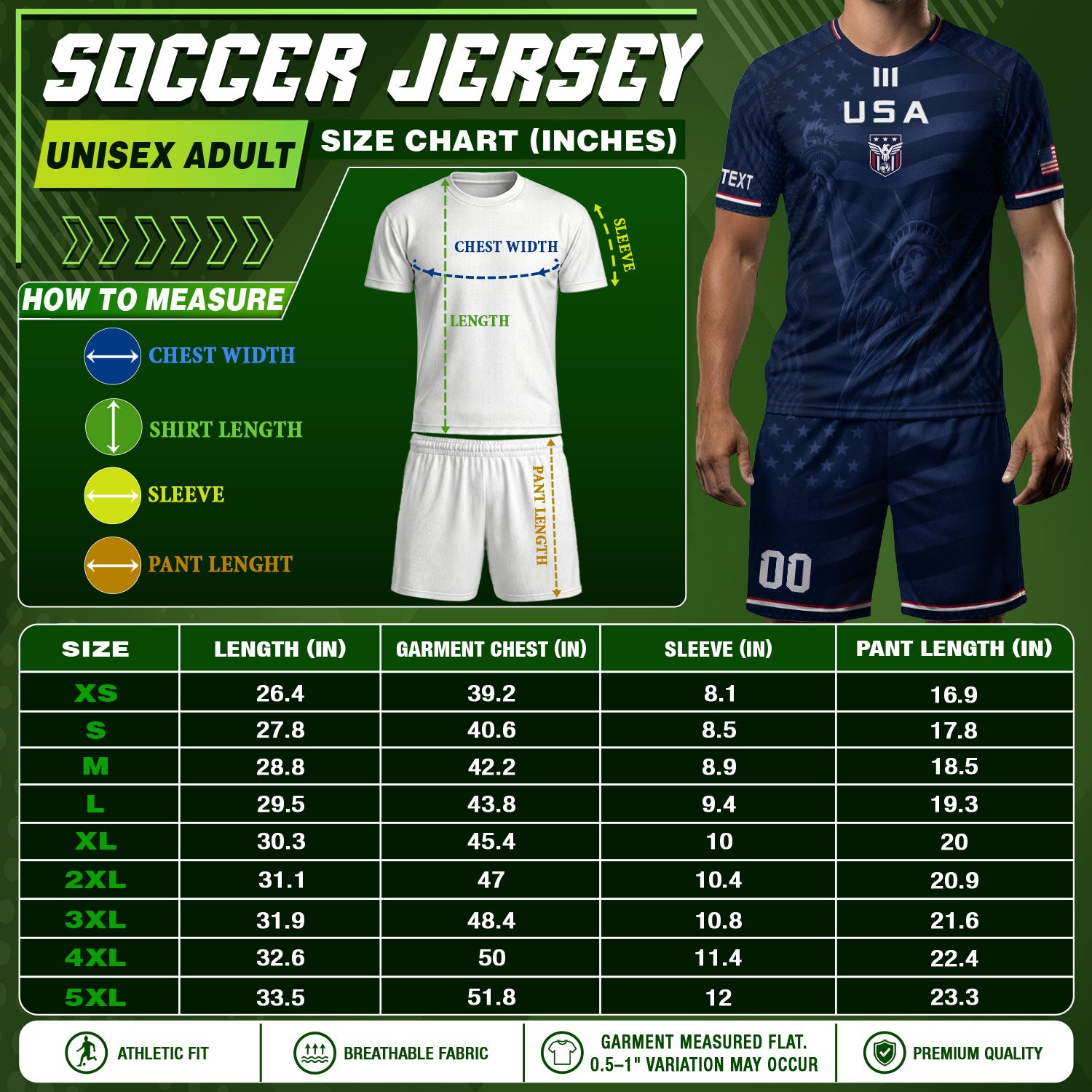 Custom Blue USA Statue of Liberty Soccer Jersey - Personalized Name & Number Shirt