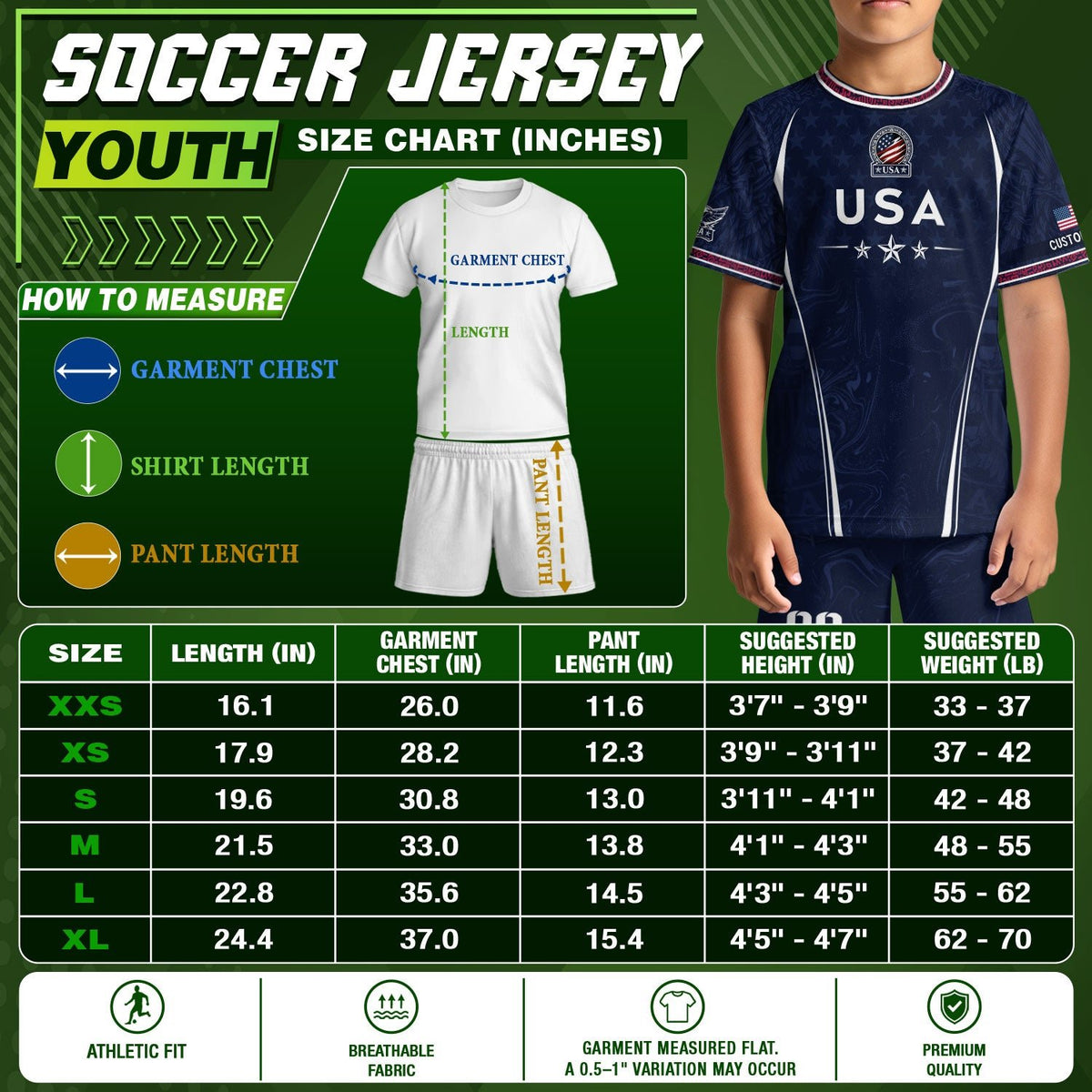Personalized Youth Soccer Jersey Style Custom Name Number USA Kids Starry Active Top - Rust Field Wear