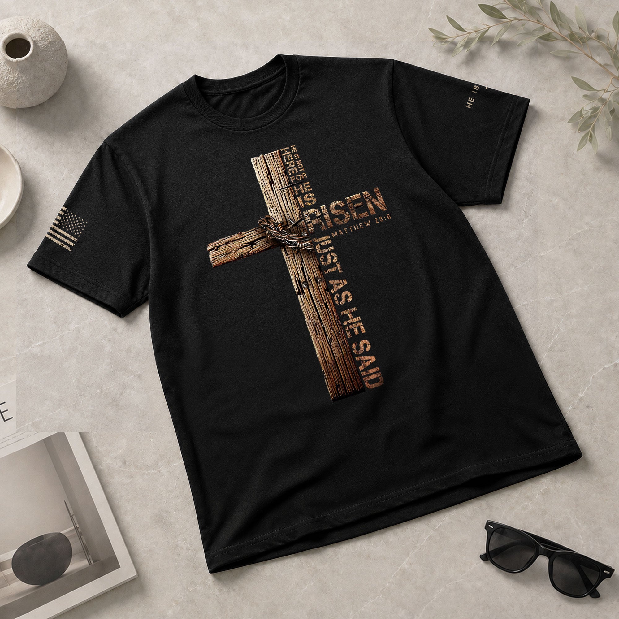 He Is Risen Just As He Said (Matthew 28:6) - Christian Tee Shirts, Christian Shirts for Men - Rust Field Wear