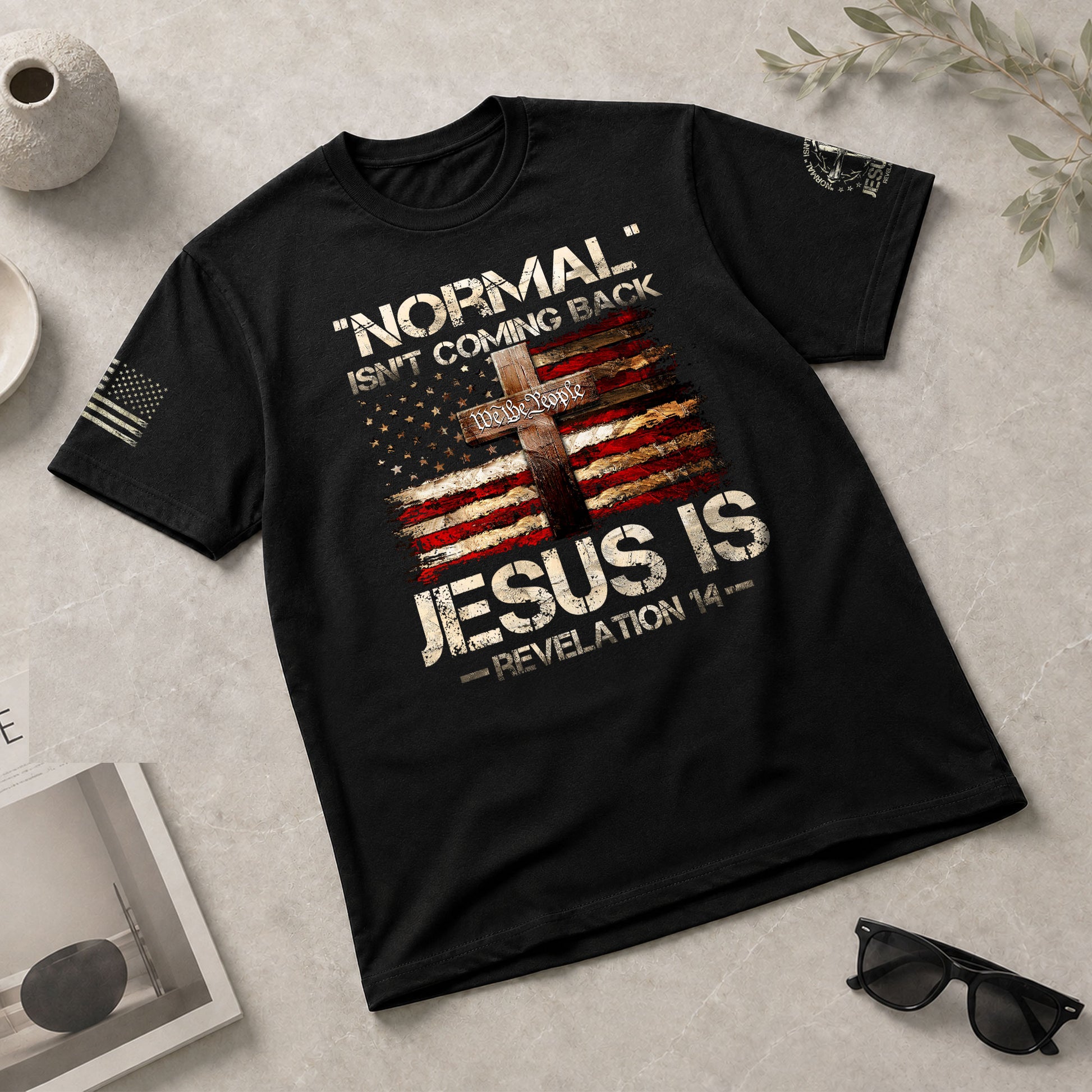 Jesus Is Coming Back Revelation 14 Faith and Patriotism - Christian Tee Shirts, Christian Shirts for Men - Rust Field Wear