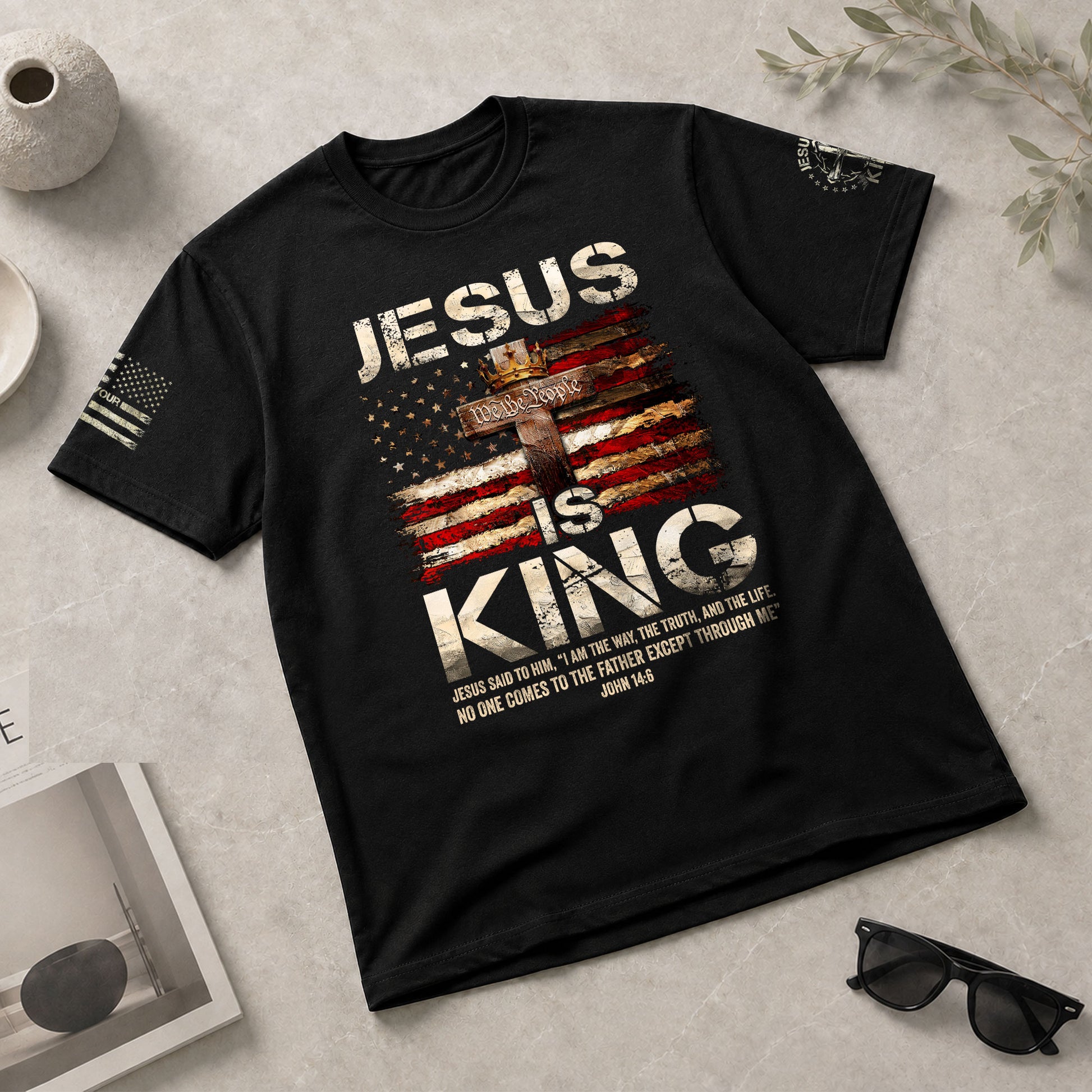 Christian Shirts for Men - Jesus Is King John 14:6, Christian Tee Shirts - Rust Field Wear