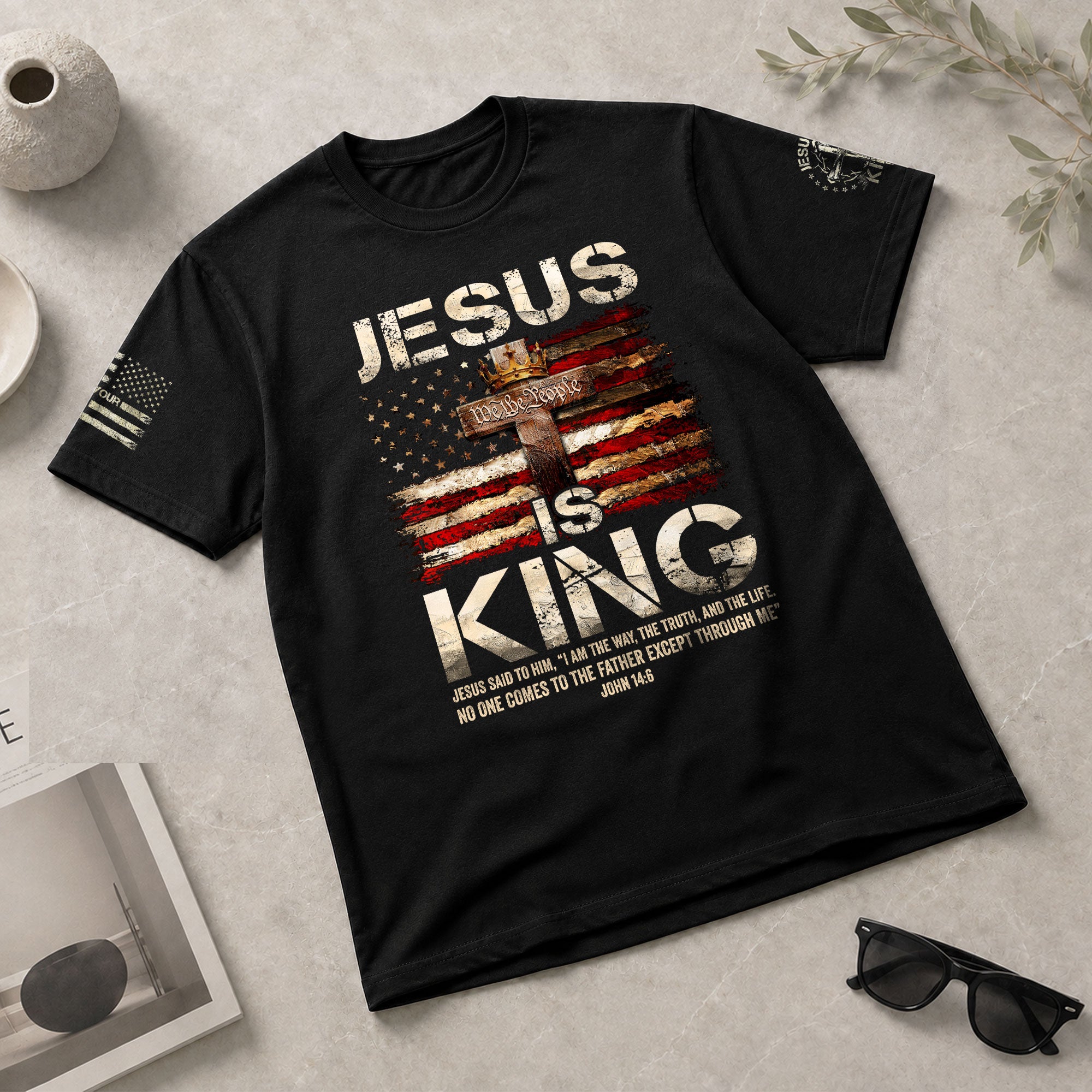 Christian Shirts for Men - Jesus Is King John 14:6, Christian Tee Shirts - Rust Field Wear