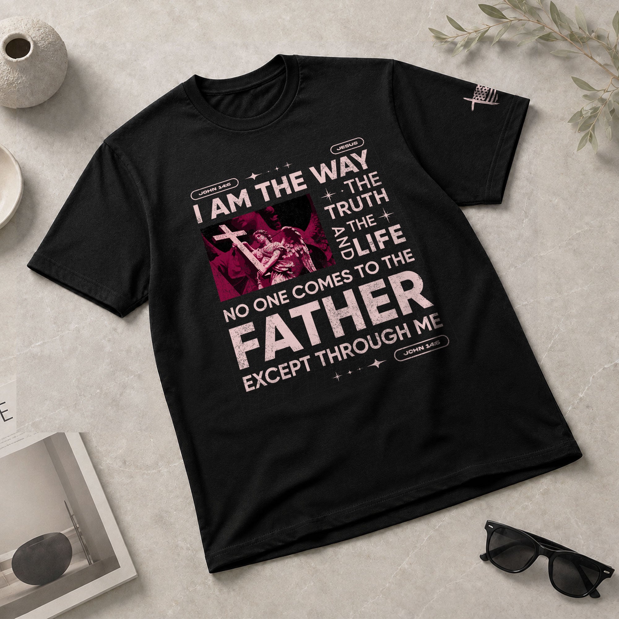 Christian Shirts for Men - I Am the Way Rose Scripture, Christian Tee Shirts - Rust Field Wear