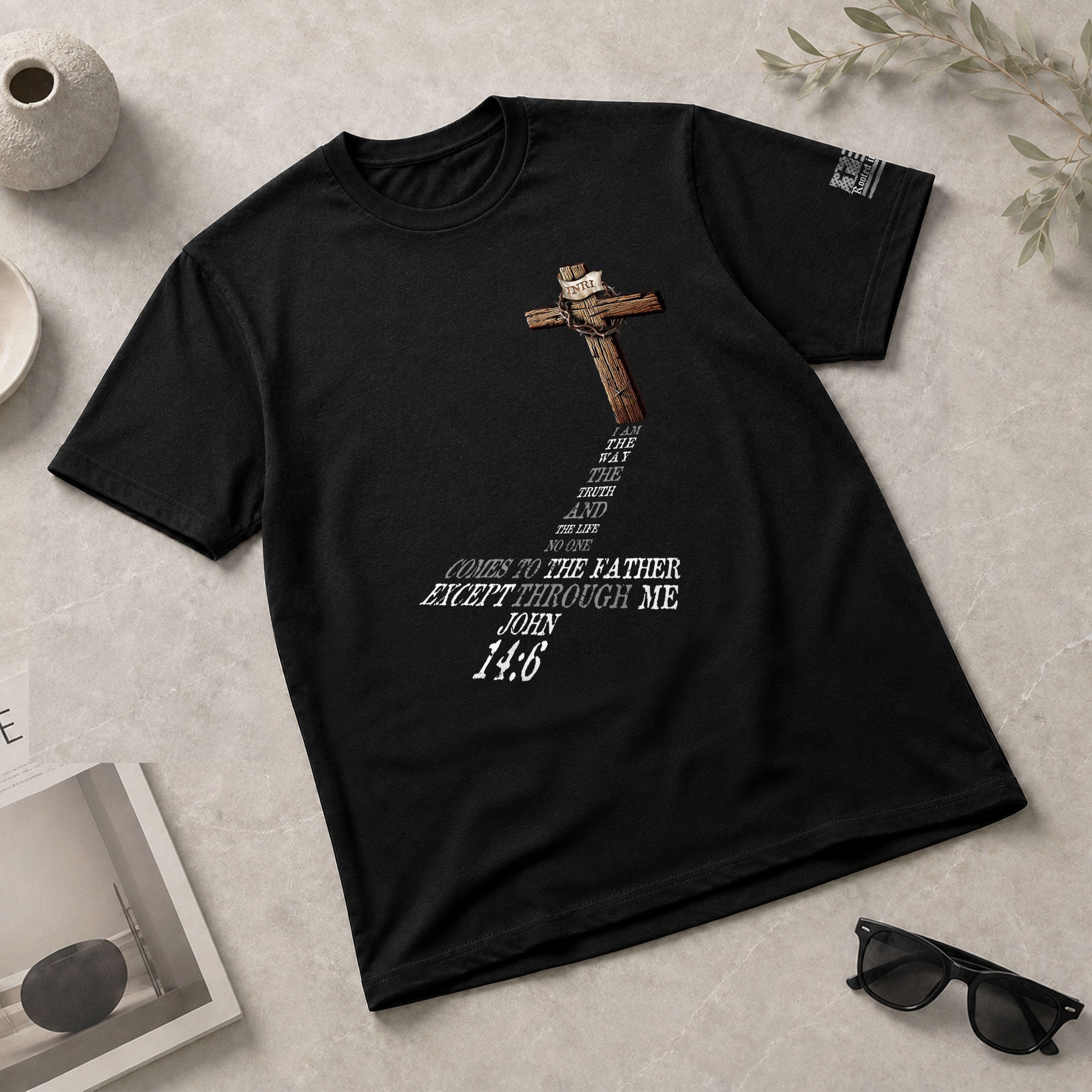 INRI Cross John 14:6 - Christian Tee Shirts, Christian Shirts for Men - Rust Field Wear