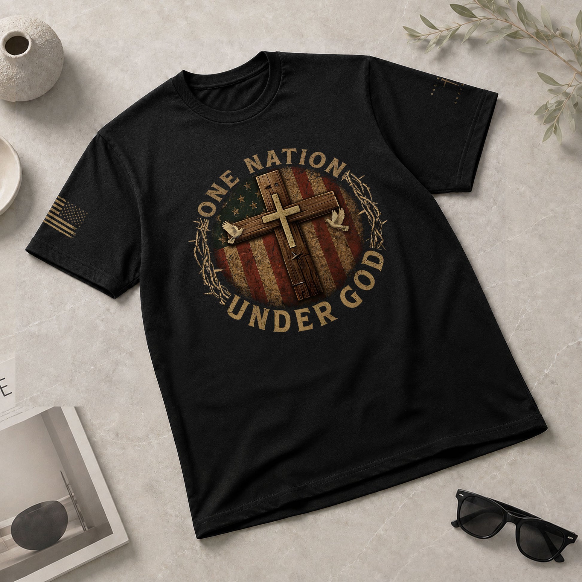 Christian Tee Shirts, One Nation Under God - Christian Shirts for Men - Rust Field Wear