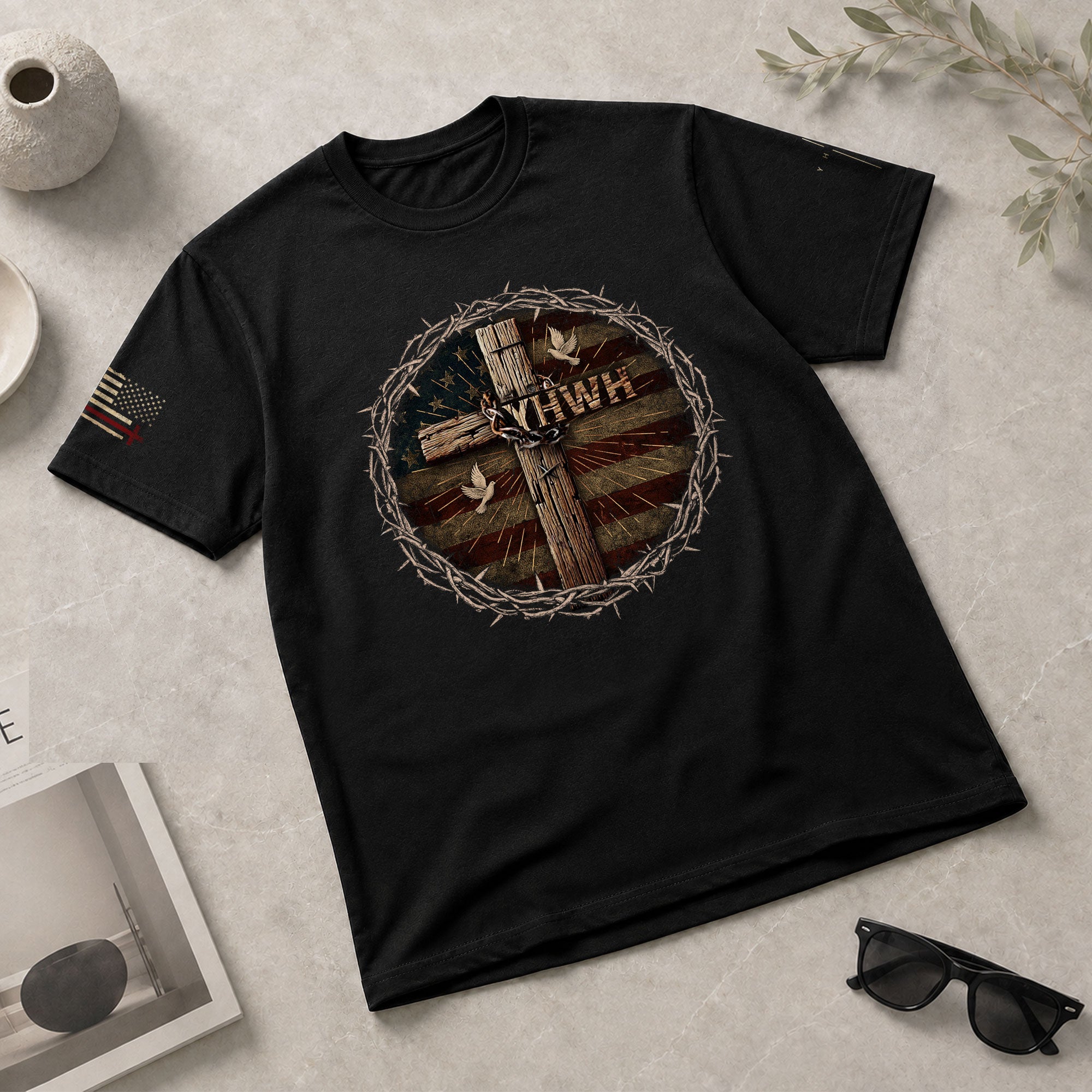 Christian Shirts for Men - YHWH The Eternal Name Encircled, Christian Tee Shirts - Rust Field Wear