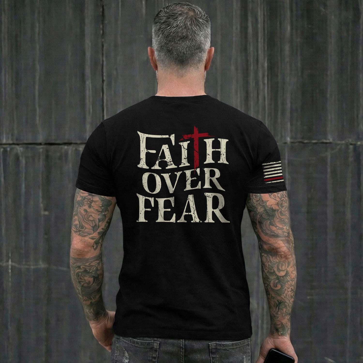 Faith Over Fear Christian Strength, Christian Tee Shirts - Faith Shirts for Men - Rust Field Wear