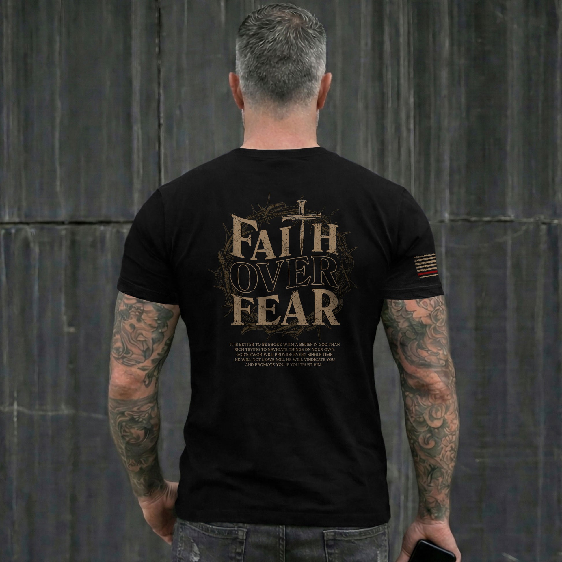 Faith Over Fear Stand In Faith - Christian Tee Shirts, Christian Shirts for Men - Rust Field Wear