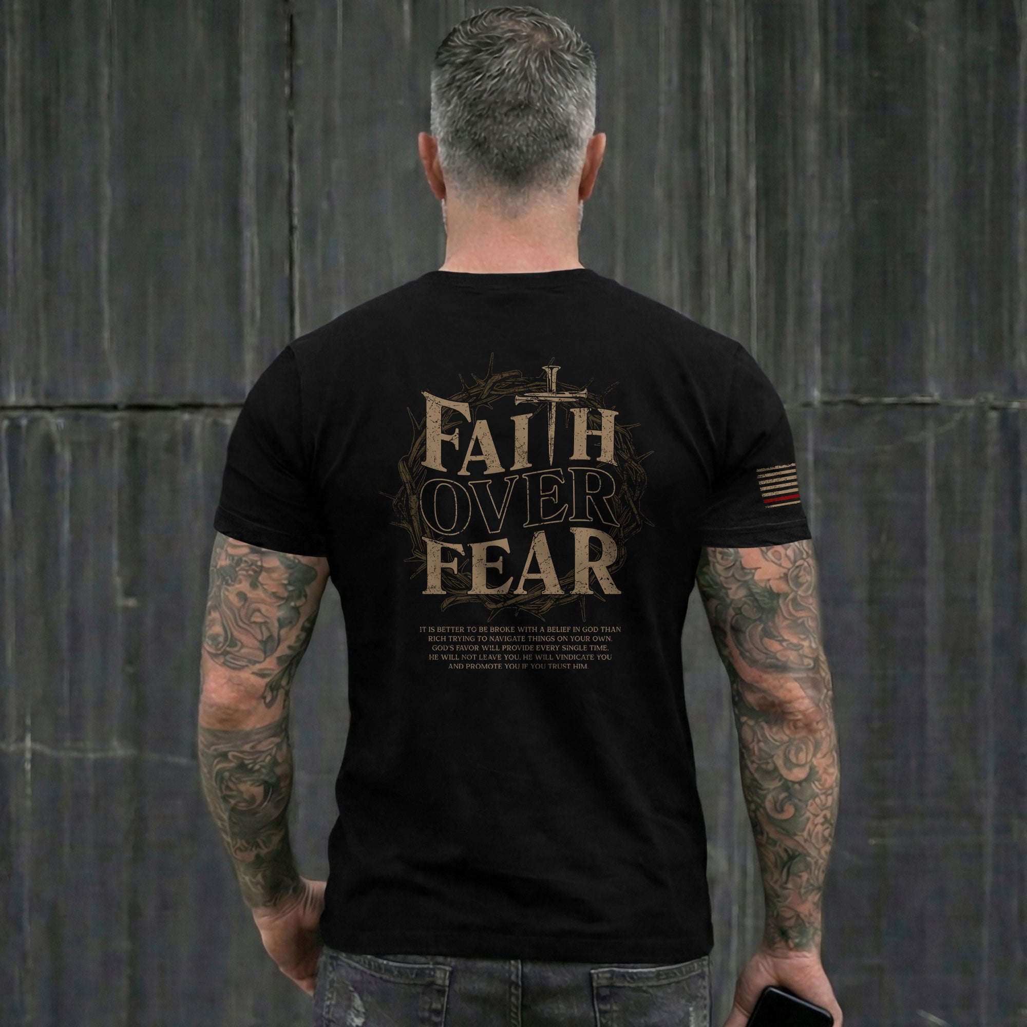 Faith Over Fear Stand In Faith - Christian Tee Shirts, Christian Shirts for Men - Rust Field Wear