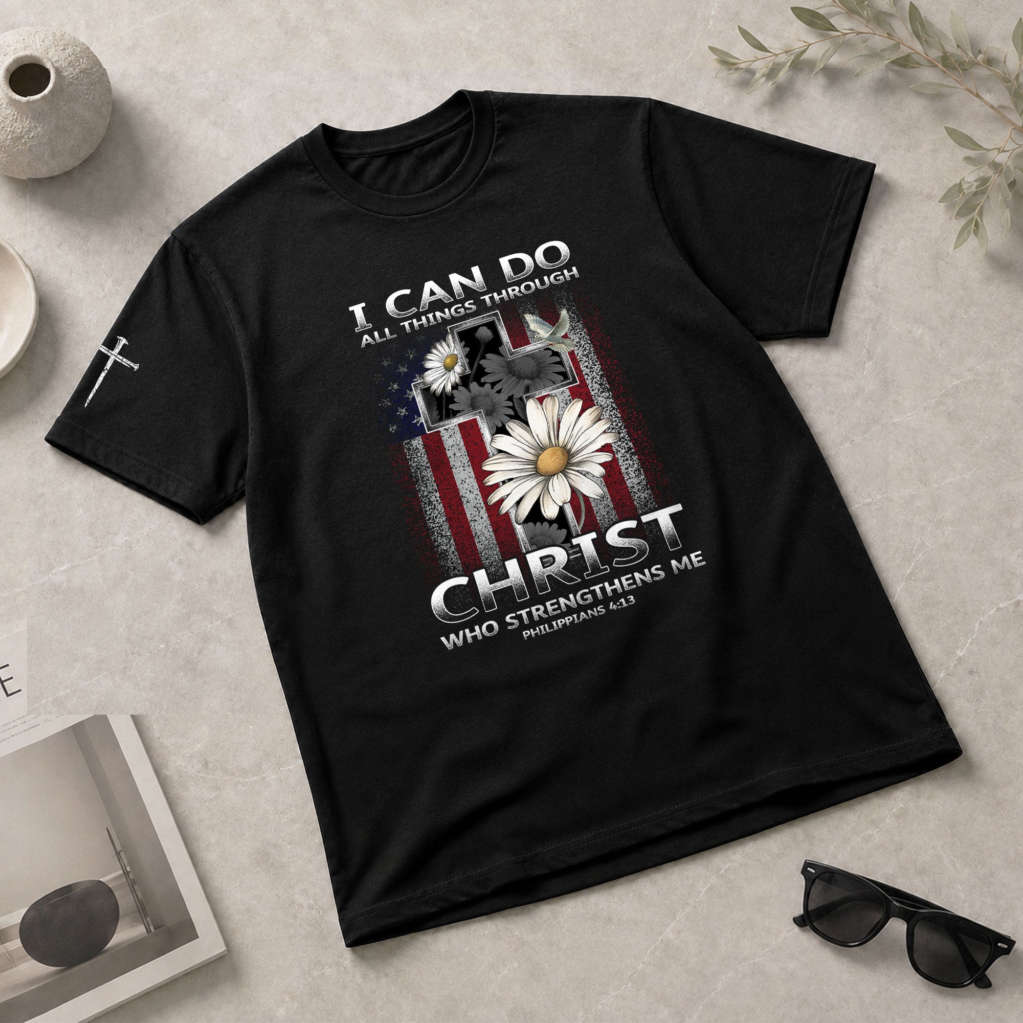 Christian Shirts for Men, I Can Do All Things Through Christ Cross - Christian Tee Shirts - Rust Field Wear