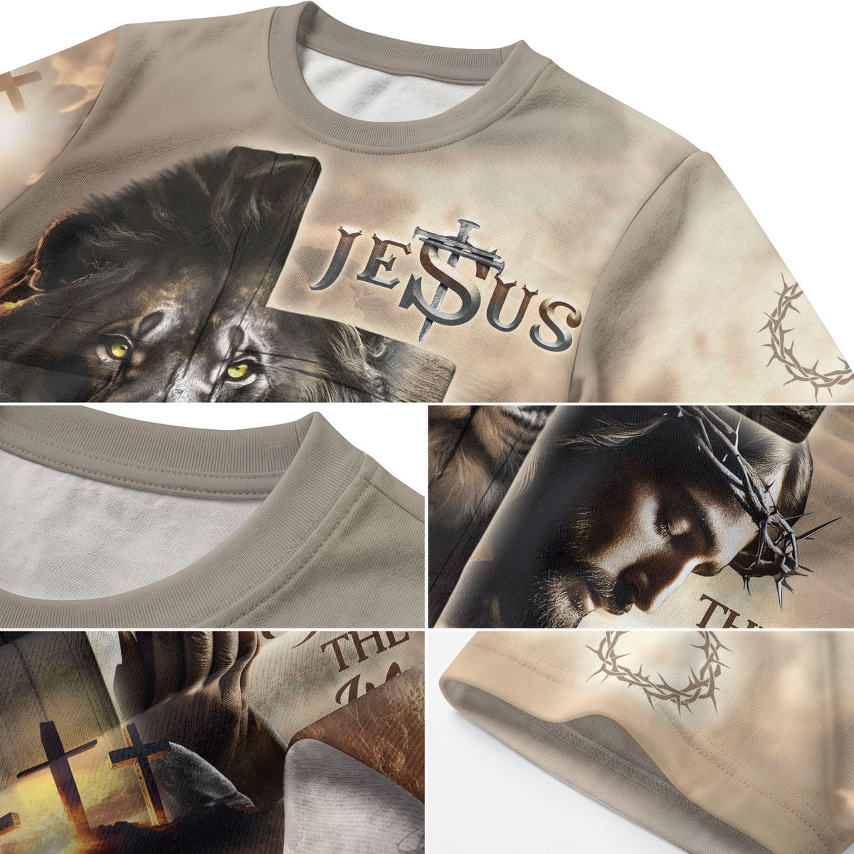 RustField Co Christian Tee Shirts - Lion Cross Resurrection, Freedom Shirts for Men - Rust Field Wear