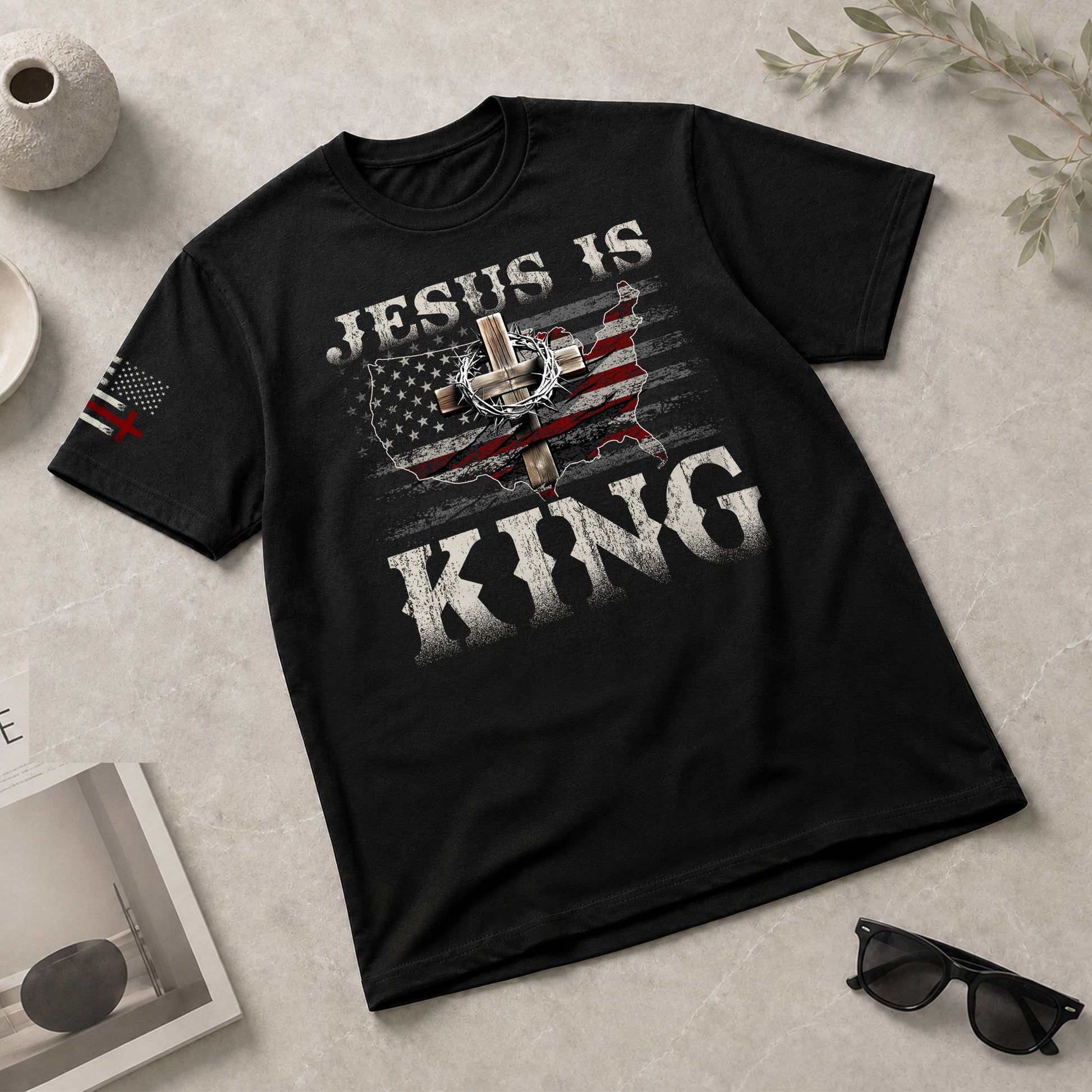Christian Shirts for Men, Jesus Is King Crown Him with Every Step - Christian Tee Shirts - Rust Field Wear