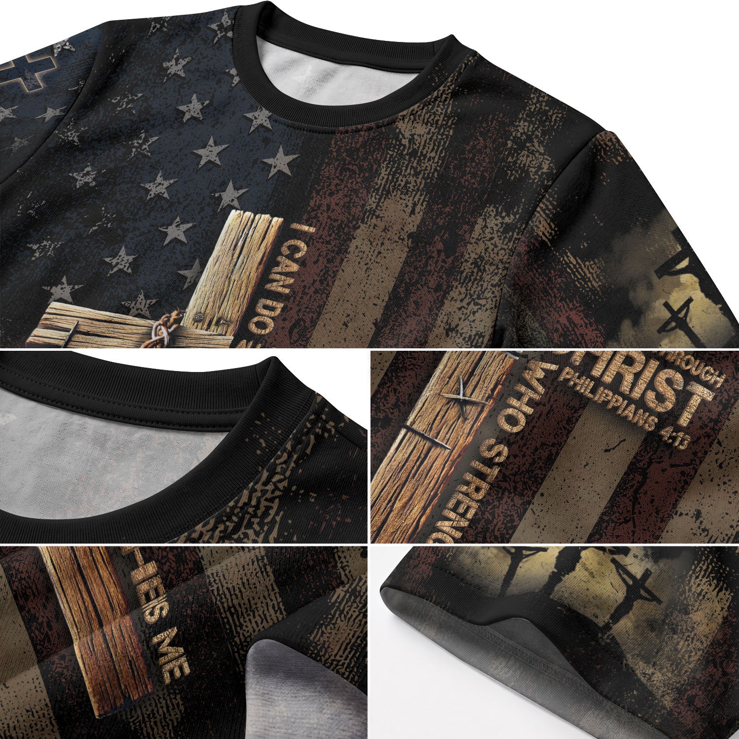 RustField Co, I Can Do All Things Through Christ Philippians 4 13 Cross and Crown - Christian Tee Shirts for Men, Freedom Shirts - Rust Field Wear