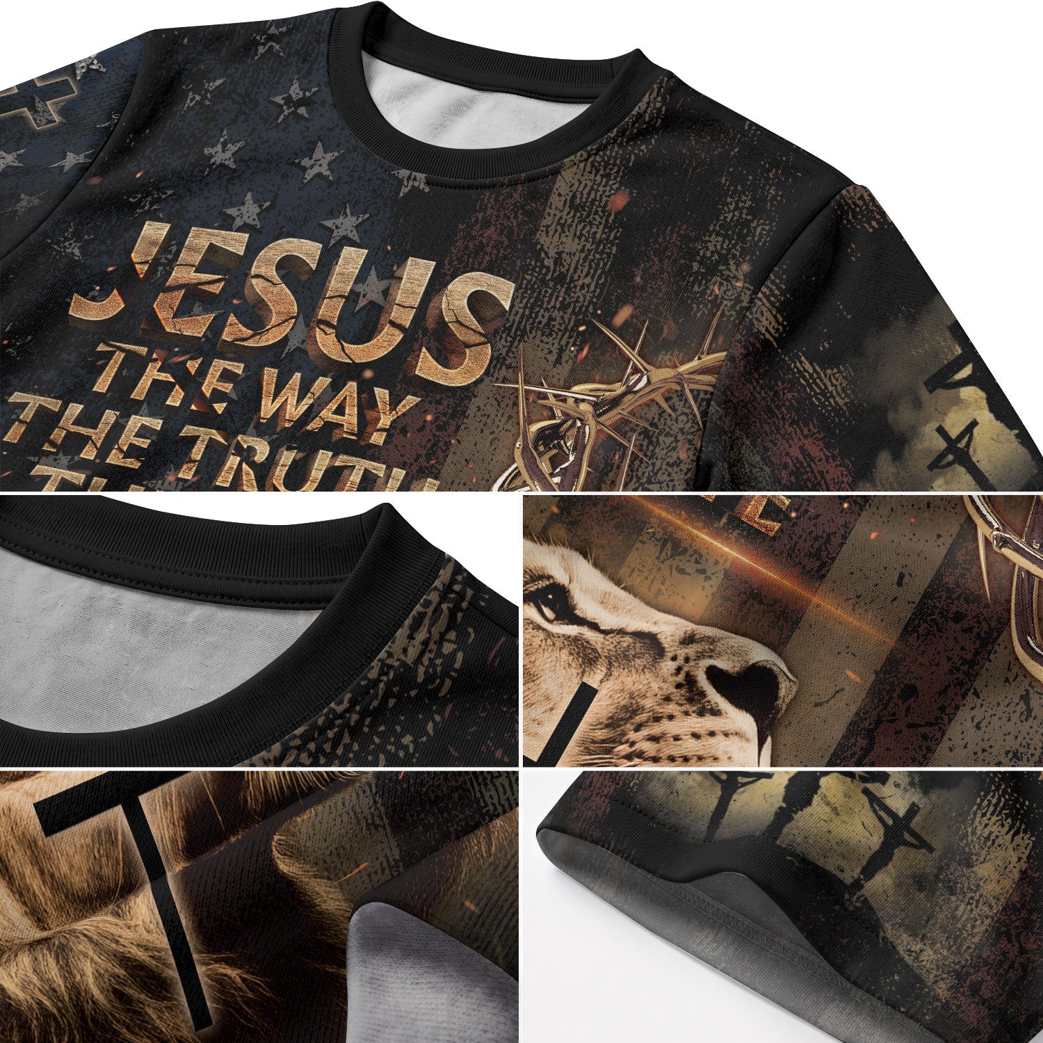 Christian Tee Shirts, Jesus Is the Truth Crown of Thorns and Patriotic Lion Faithwear - Freedom Shirts for Men, RustField Co - Rust Field Wear