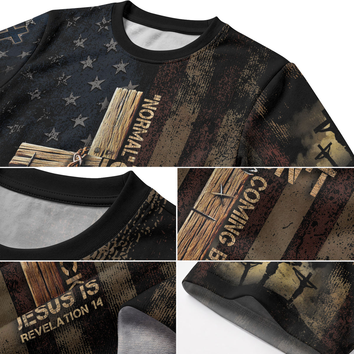 Christian Tee Shirts for Men - Jesus Is Coming Back Revelation 1 4 Cross and End Time Faith, RustField Co Freedom Shirts - Rust Field Wear