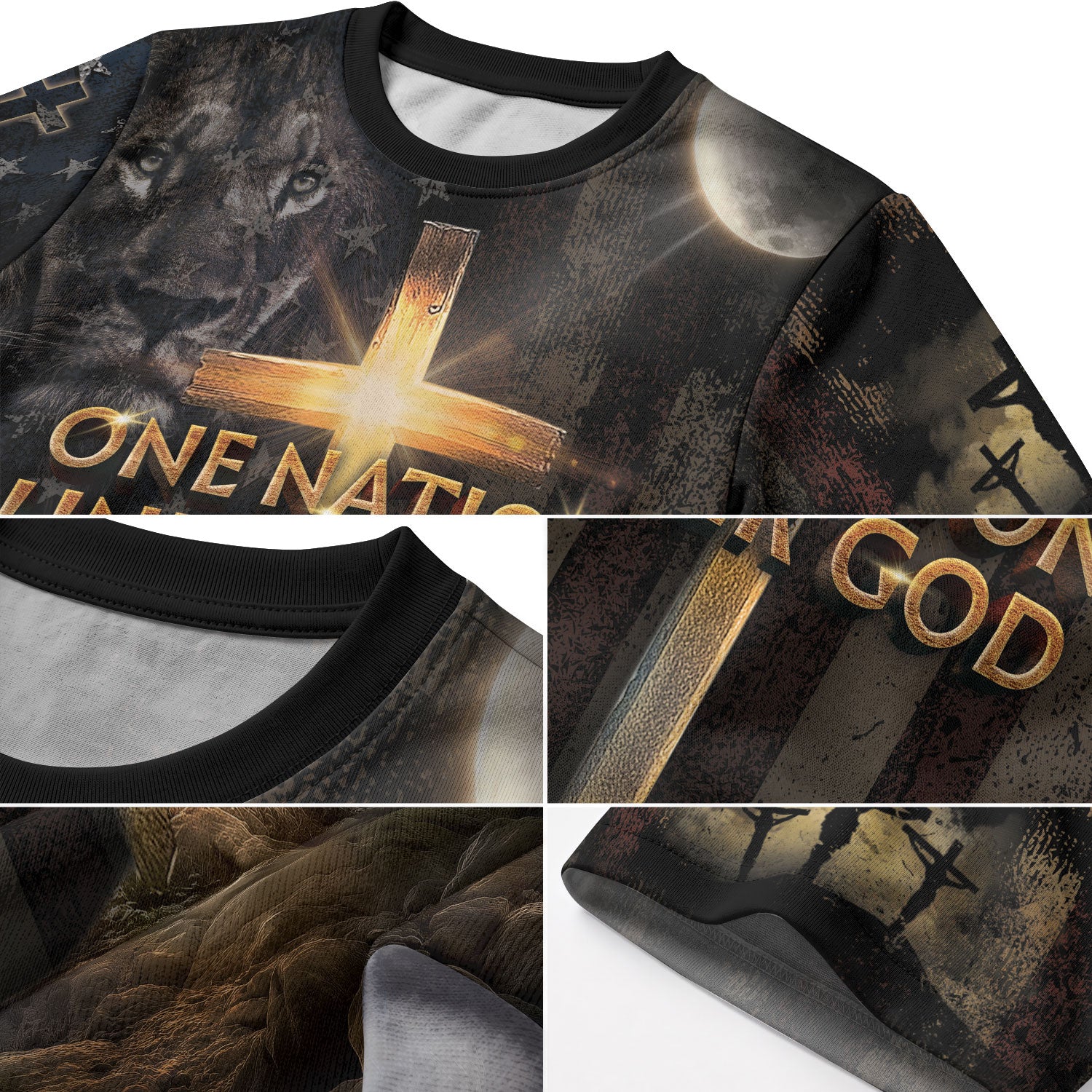 Freedom Shirts - One Nation Under God Cross of Glory and Lion in Shadow, Christian Tee Shirts for Men, RustField Co - Rust Field Wear