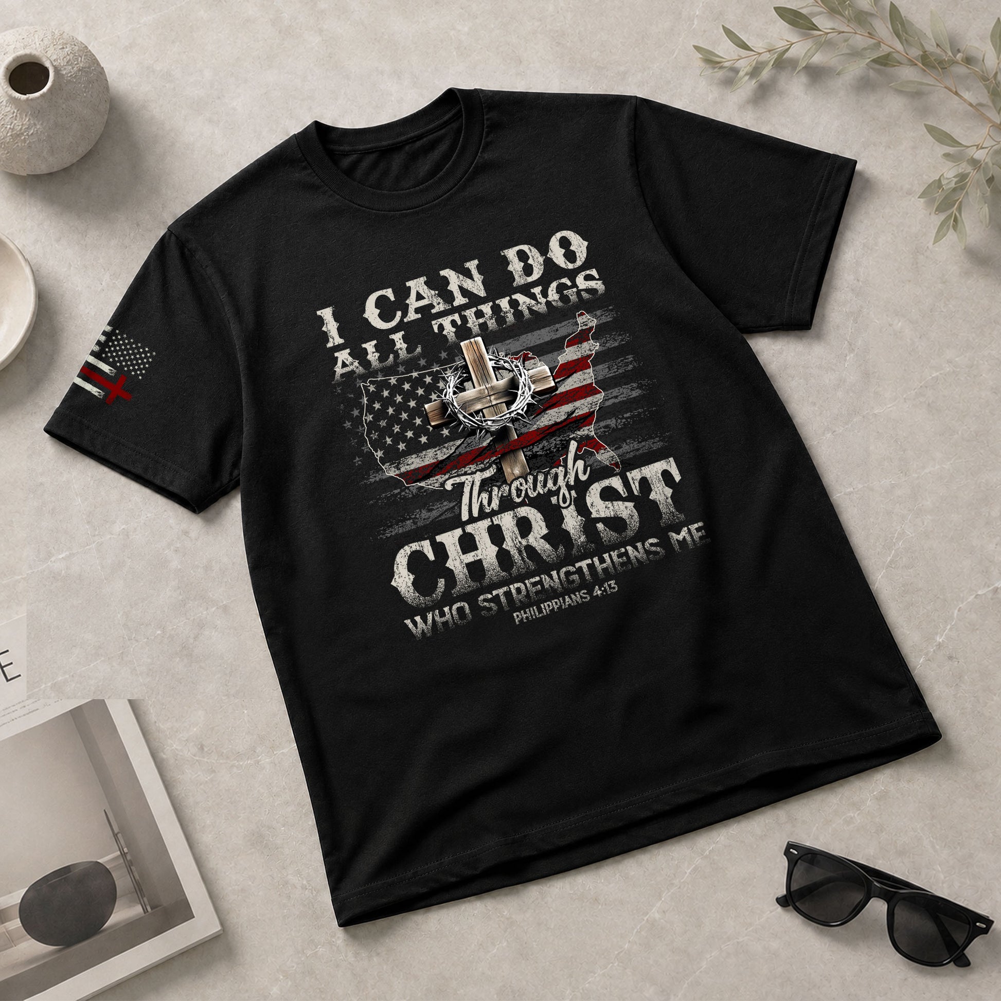 Christian Shirts for Men, I Can Do All Things Philippians 4:13 USA Christian - Christian Tee Shirts - Rust Field Wear