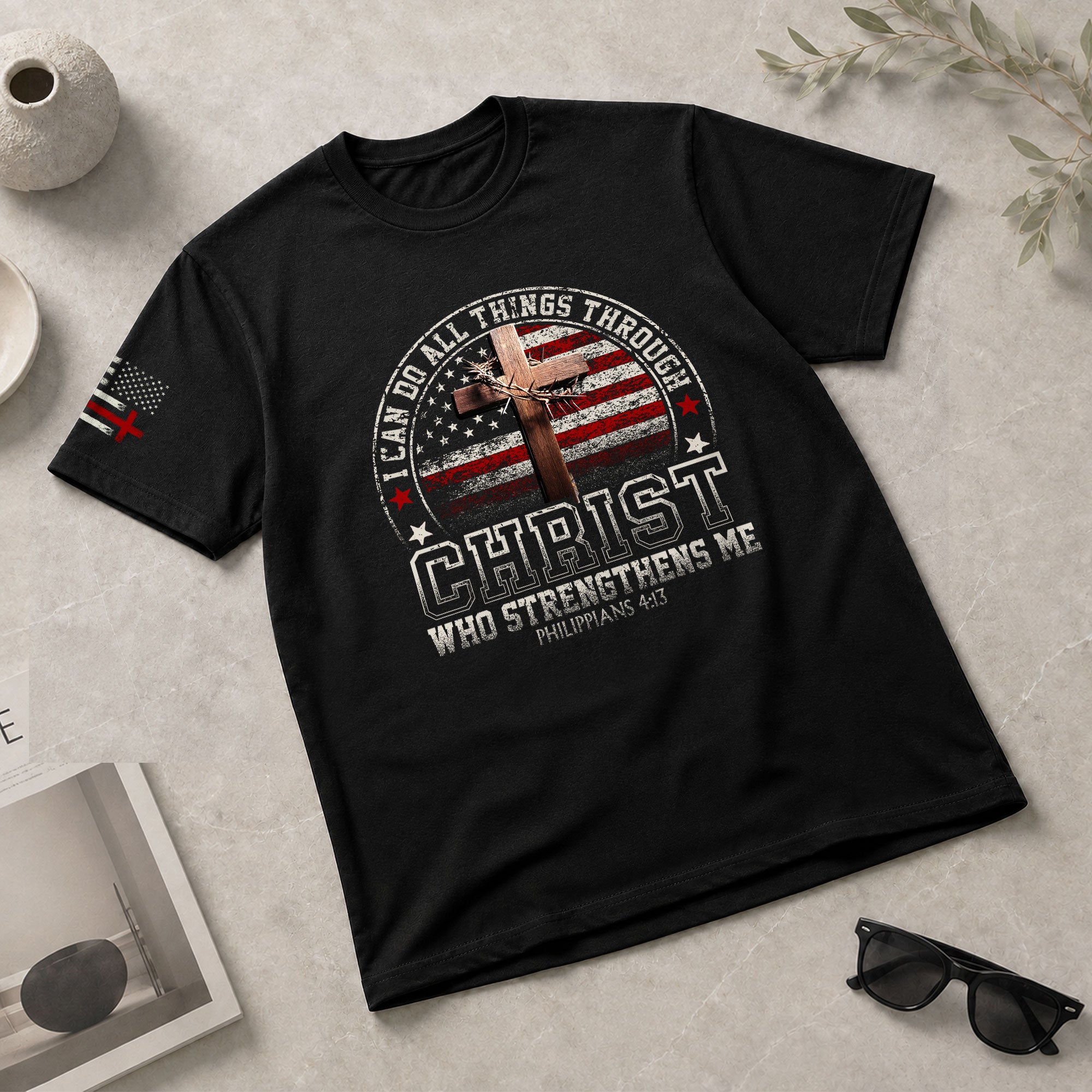 Faith Based Christian Tee Shirts, I Can Do All Things Through Christ Christian - Christian Shirts for Men - Rust Field Wear