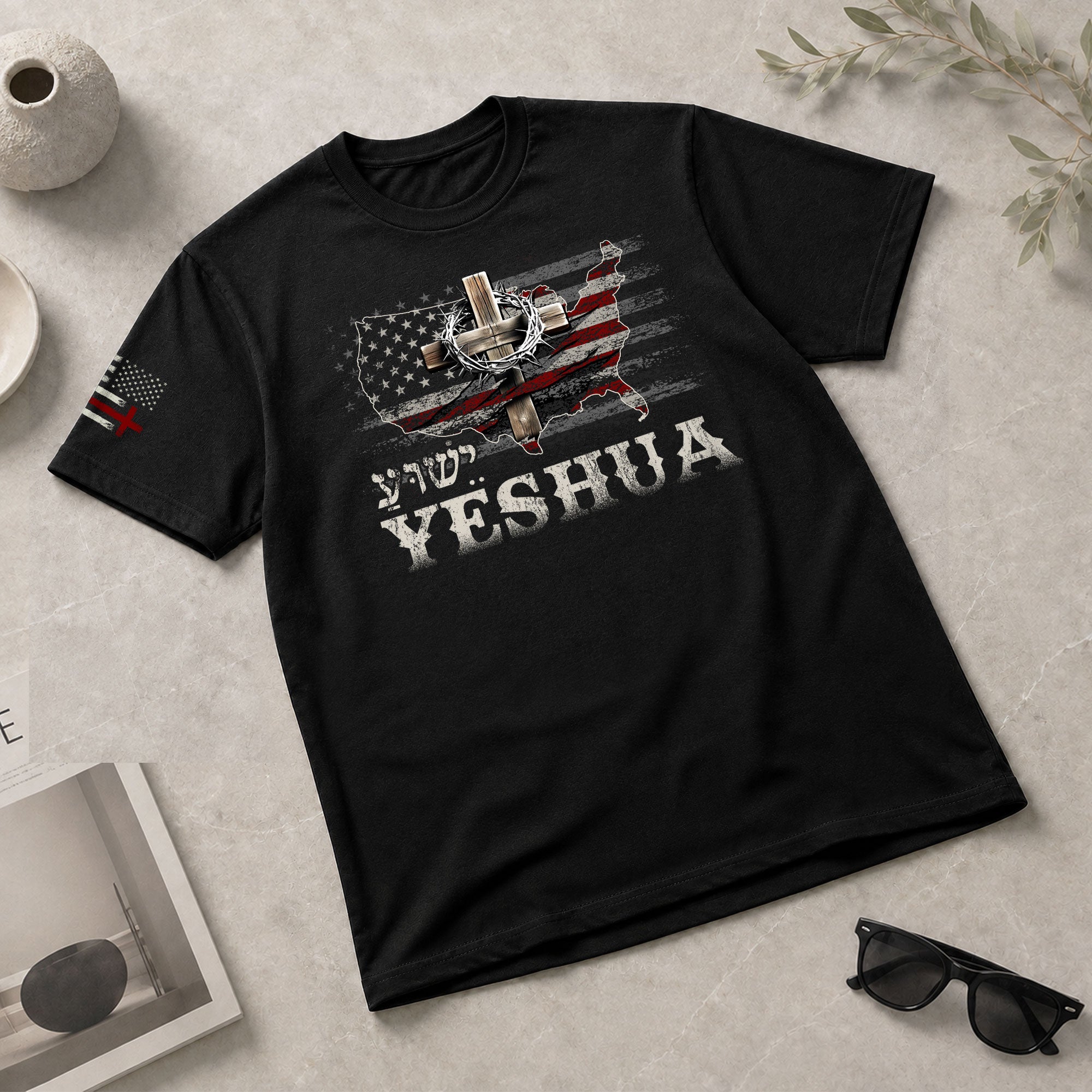 Yeshua Crown of Thorns Map, Christian Shirts for Men - Christian Tee Shirts - Rust Field Wear