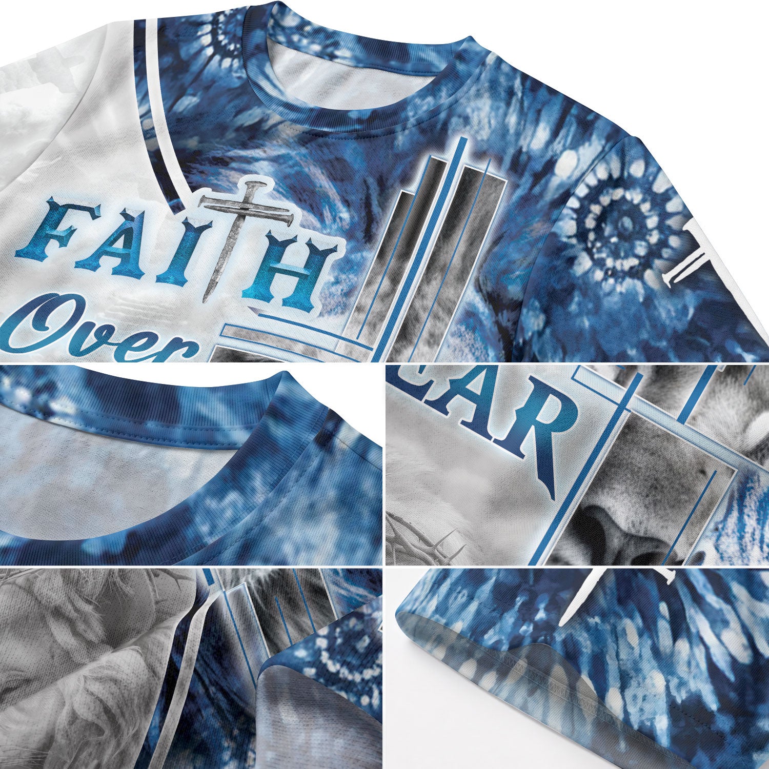 Faith Over Fear and Jesus Lion Cross Courage in Christian Tee Shirts - Freedom Shirts for Men, RustField Co - Rust Field Wear