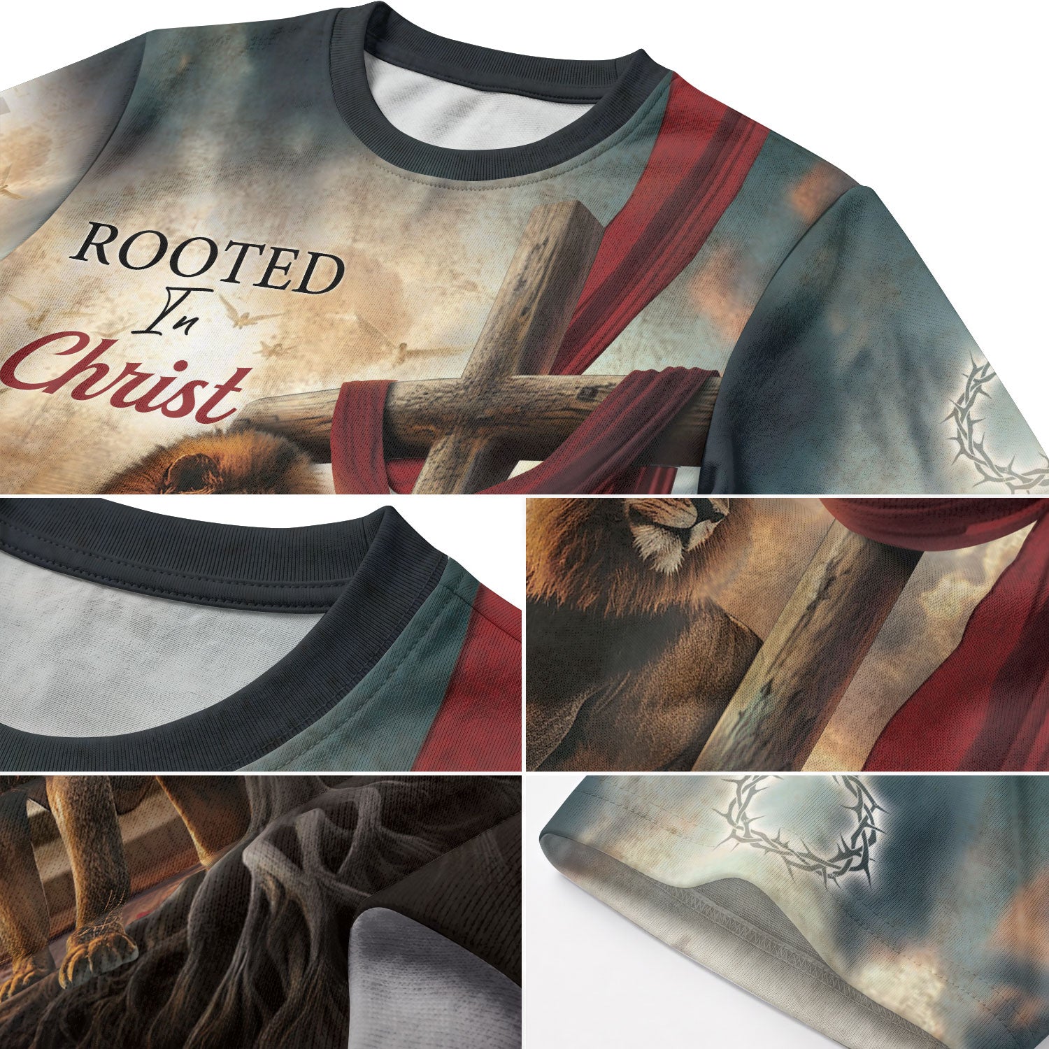 Christian Tee Shirts, Rooted In Christ The Rooted Cross And Lion - Freedom Shirts for Men, RustField Co - Rust Field Wear