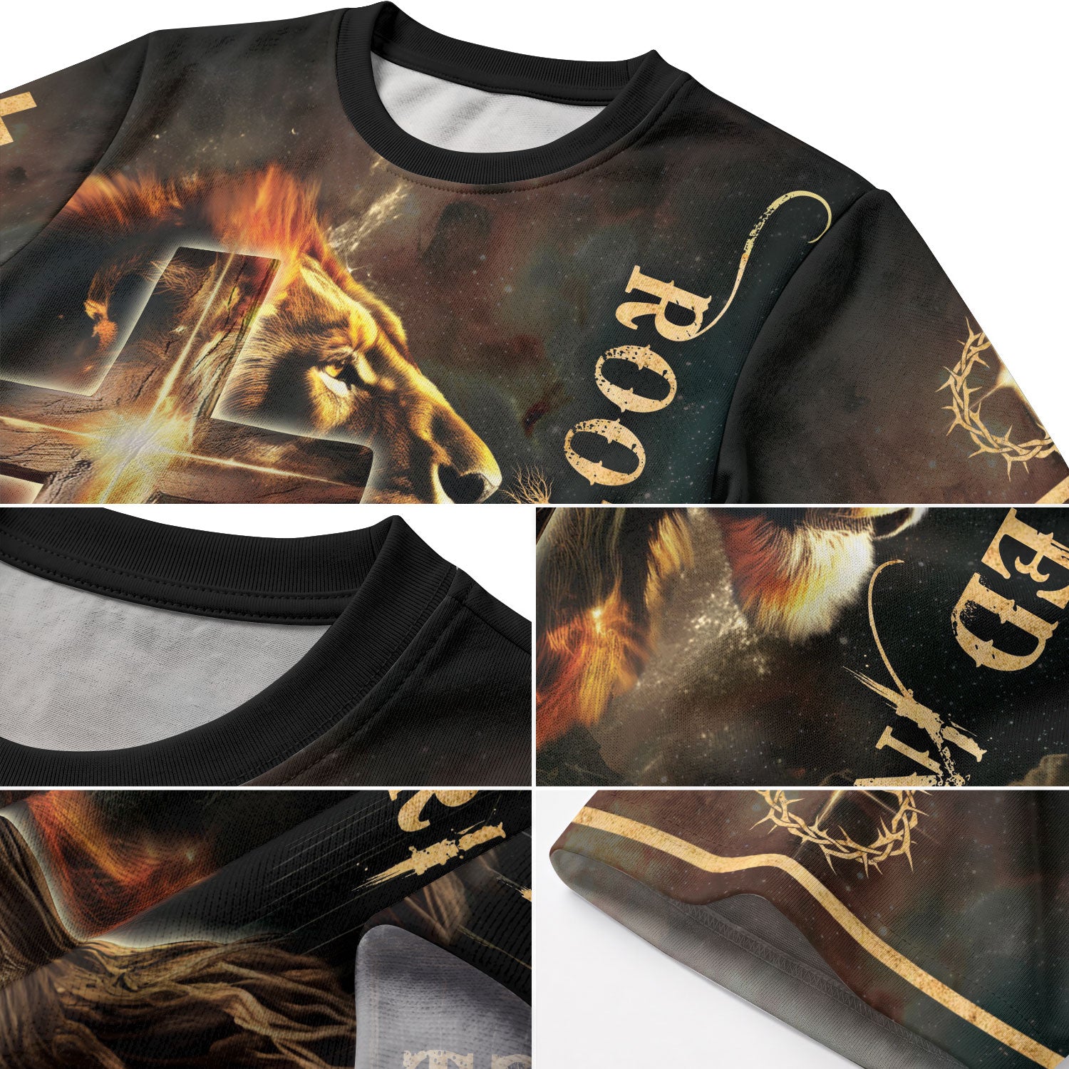 Rooted In The Light Of Christ Lion And Glowing Cross - Christian Tee Shirts for Men, Freedom Shirts, RustField Co - Rust Field Wear