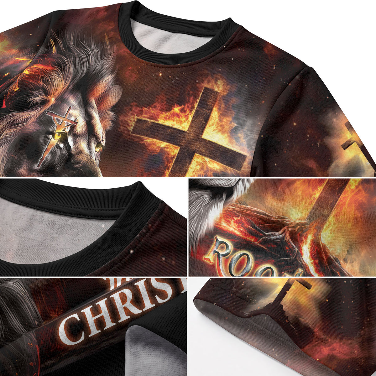 RustField Co, Rooted In Christ The Glowing Rooted Cross And Lion - Christian Tee Shirts for Men, Freedom Shirts - Rust Field Wear