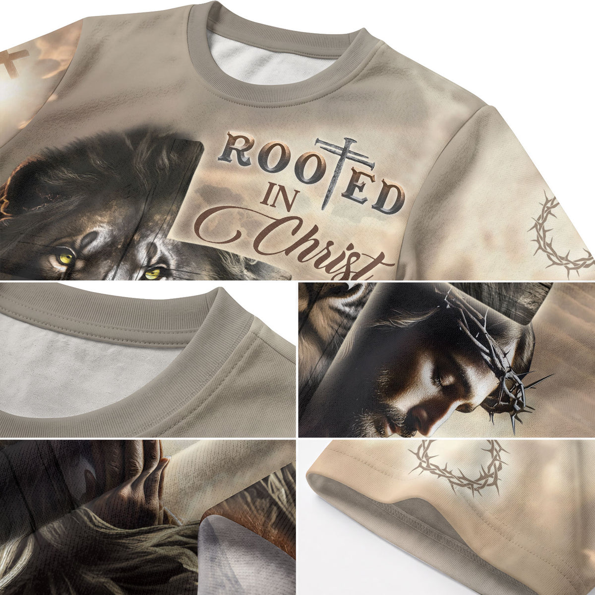 Rooted In Christ Lion And Savior In The Cross - RustField Co Freedom Shirts, Christian Tee Shirts for Men - Rust Field Wear