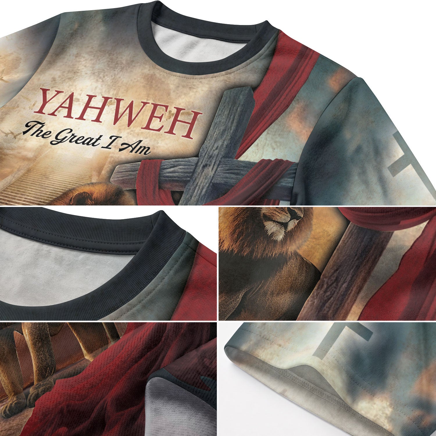 Christian Tee Shirts for Men, RustField Co - Yahweh and The Lion By The Cross, Freedom Shirts - Rust Field Wear