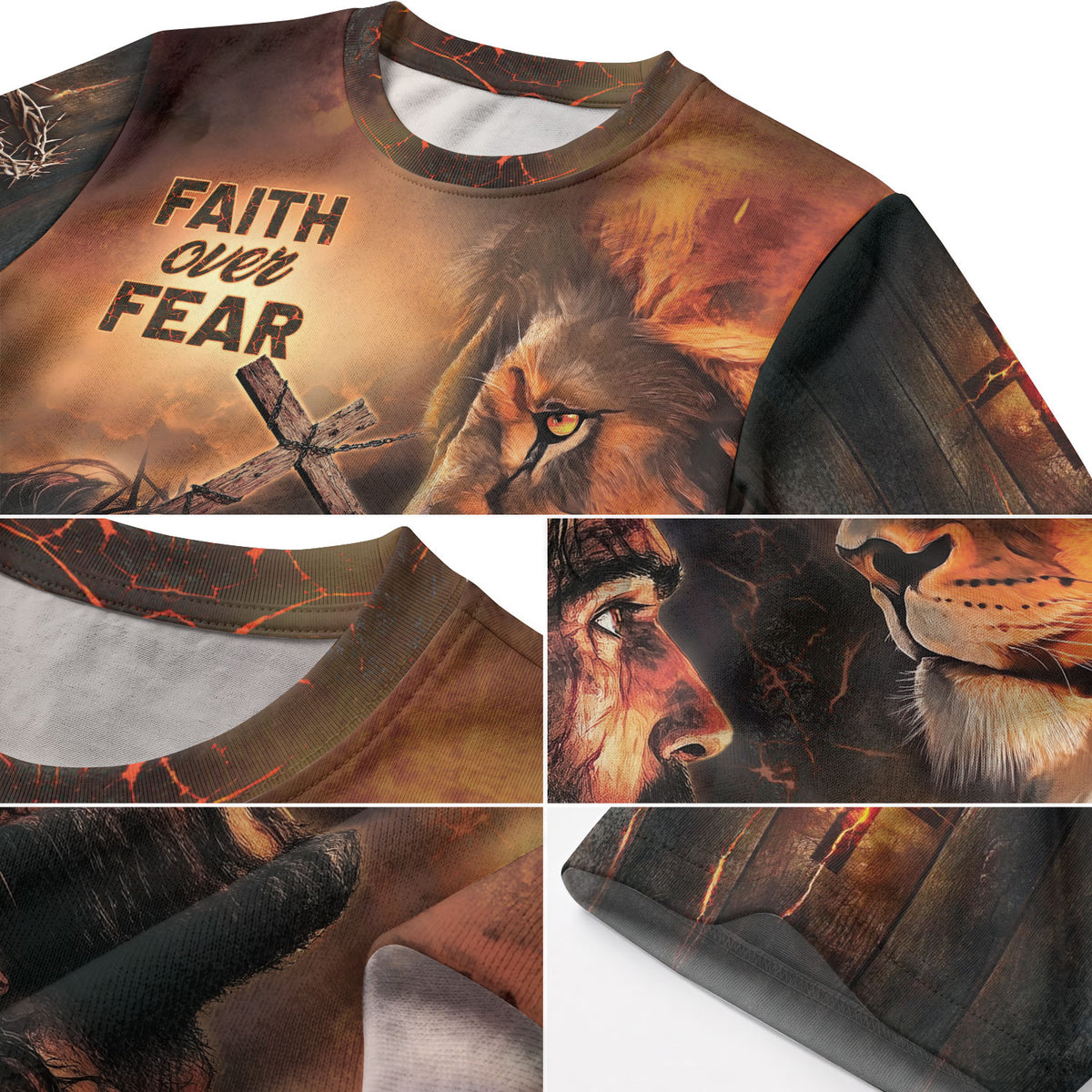 Freedom Shirts for Men, Faith Over Fear Jesus Lion for Believers - Christian Tee Shirts, RustField Co - Rust Field Wear