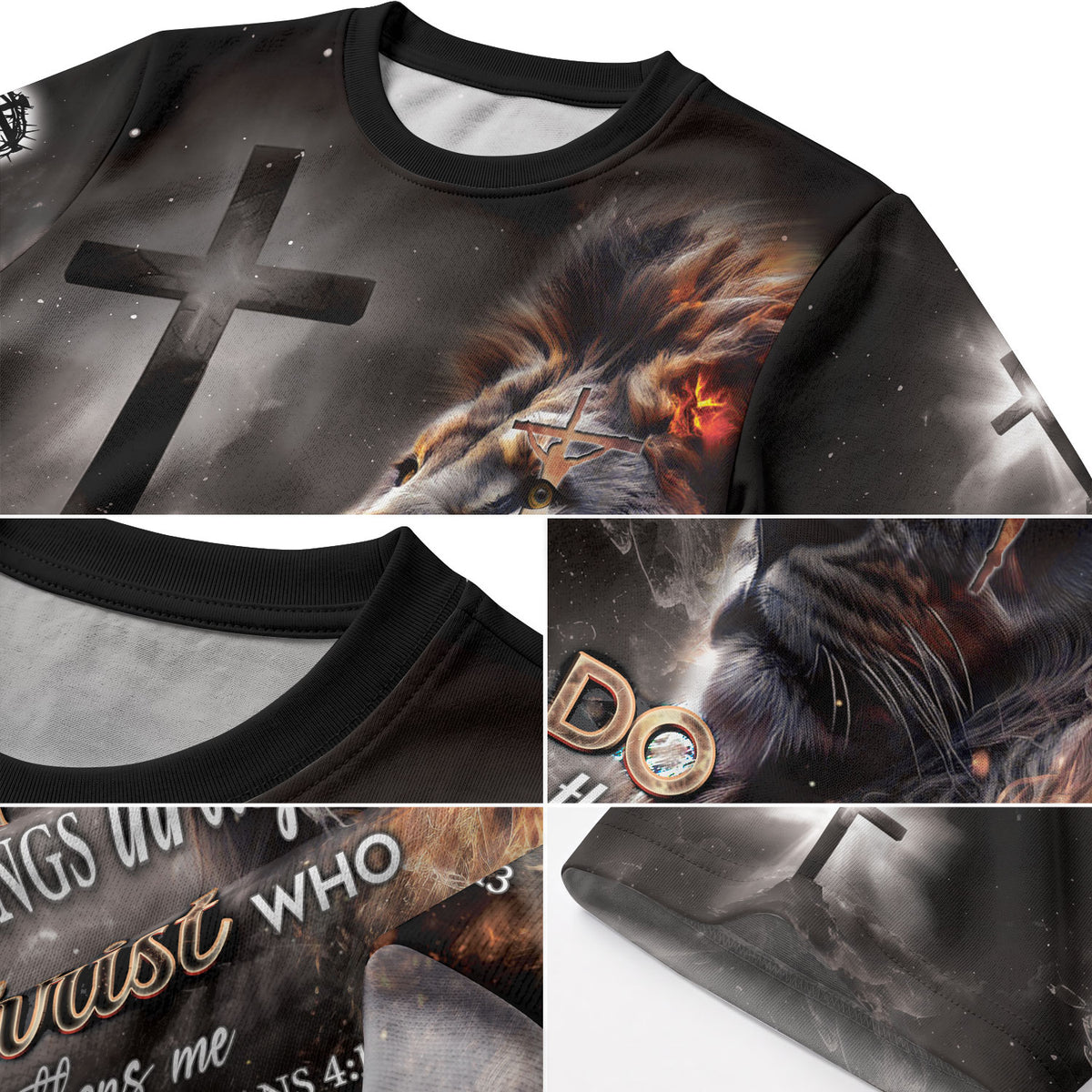 RustField Co Christian Tee Shirts - I Can Do All Things Through Christ Lion and Cross, Freedom Shirts for Men - Rust Field Wear