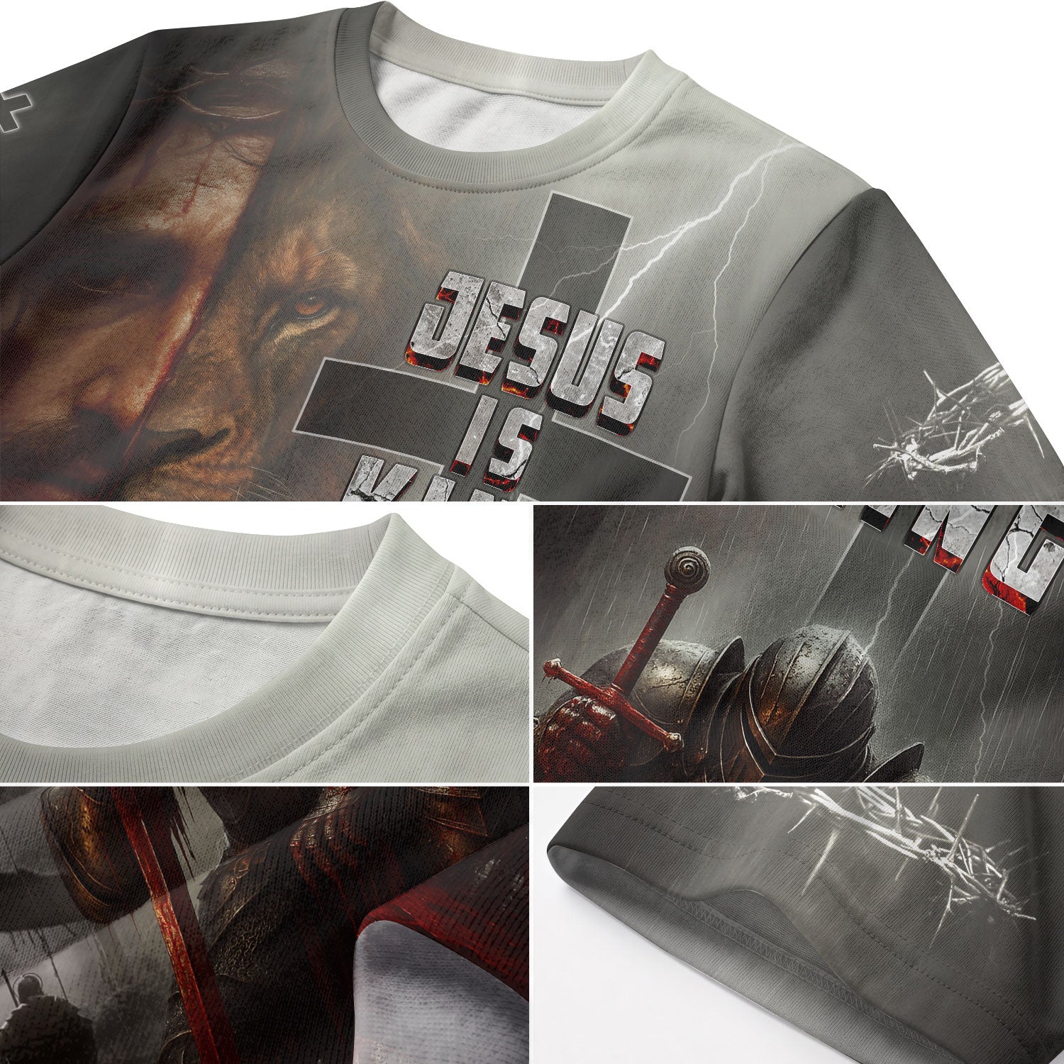Jesus Is King Knight Cross and Lion, Freedom Shirts - Christian Tee Shirts for Men, RustField Co - Rust Field Wear