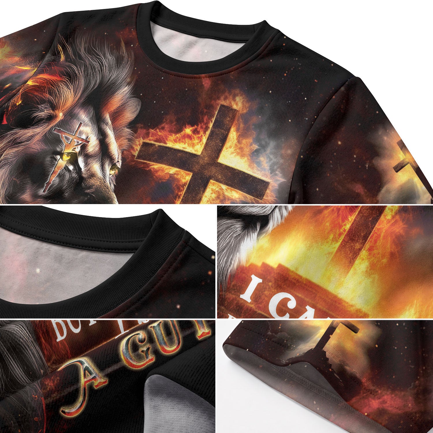 RustField Co Freedom Shirts - Strength From The Cross Philippians 4 13 Lion And Jesus, Christian Tee Shirts for Men - Rust Field Wear