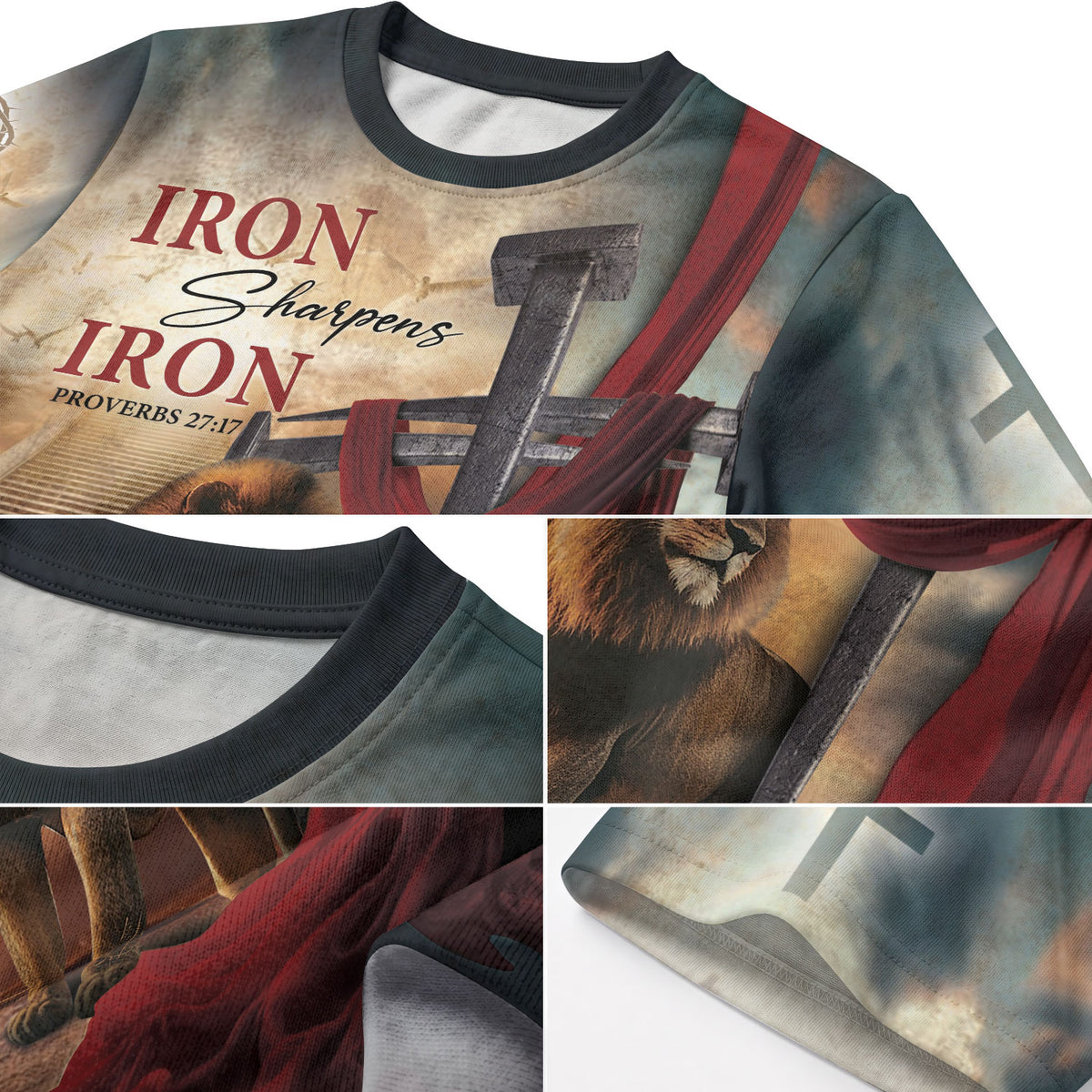 Iron Sharpens Iron Lion Cross Heaven Stairs - RustField Co Freedom Shirts, Christian Tee Shirts for Men - Rust Field Wear