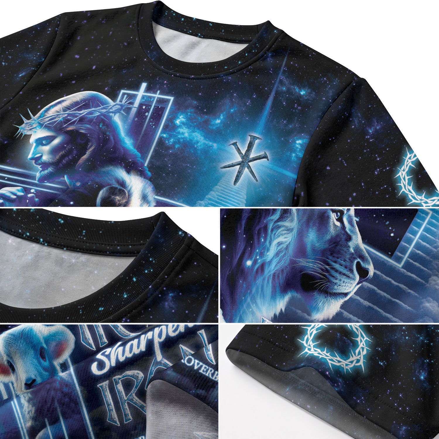 Christian Tee Shirts, Iron Sharpens Iron Proverbs 27 17 Cosmic - Freedom Shirts for Men, RustField Co - Rust Field Wear