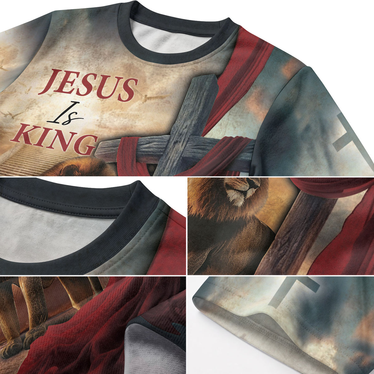 Christian Tee Shirts for Men, RustField Co - Jesus Is King Majestic Lion And Royal Sash, Freedom Shirts - Rust Field Wear