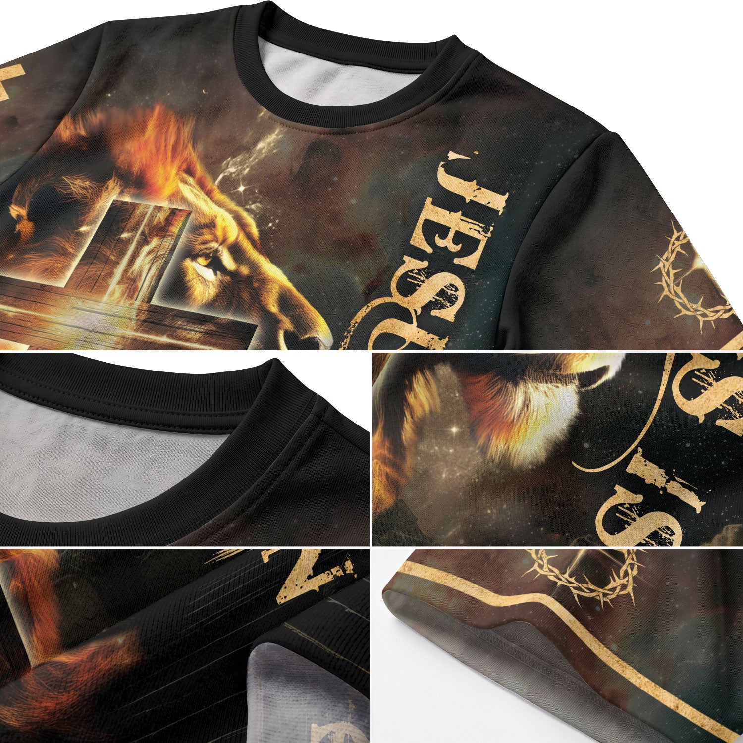 Jesus Is King Glowing Cross Of Light And Lion - RustField Co Freedom Shirts, Christian Tee Shirts for Men - Rust Field Wear