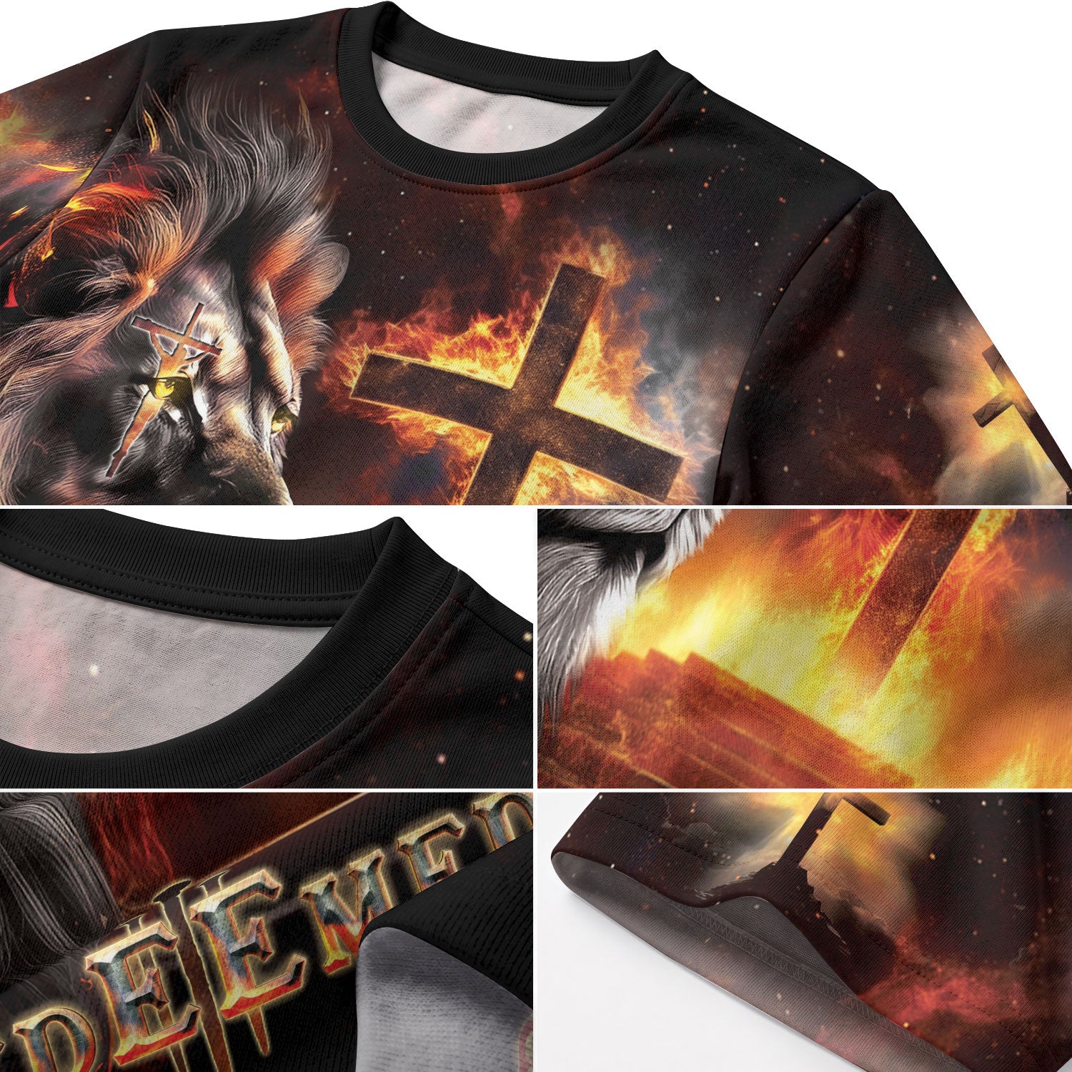 RustField Co Christian Tee Shirts - Redeemed By The Lion Of Judah Fiery, Freedom Shirts for Men - Rust Field Wear