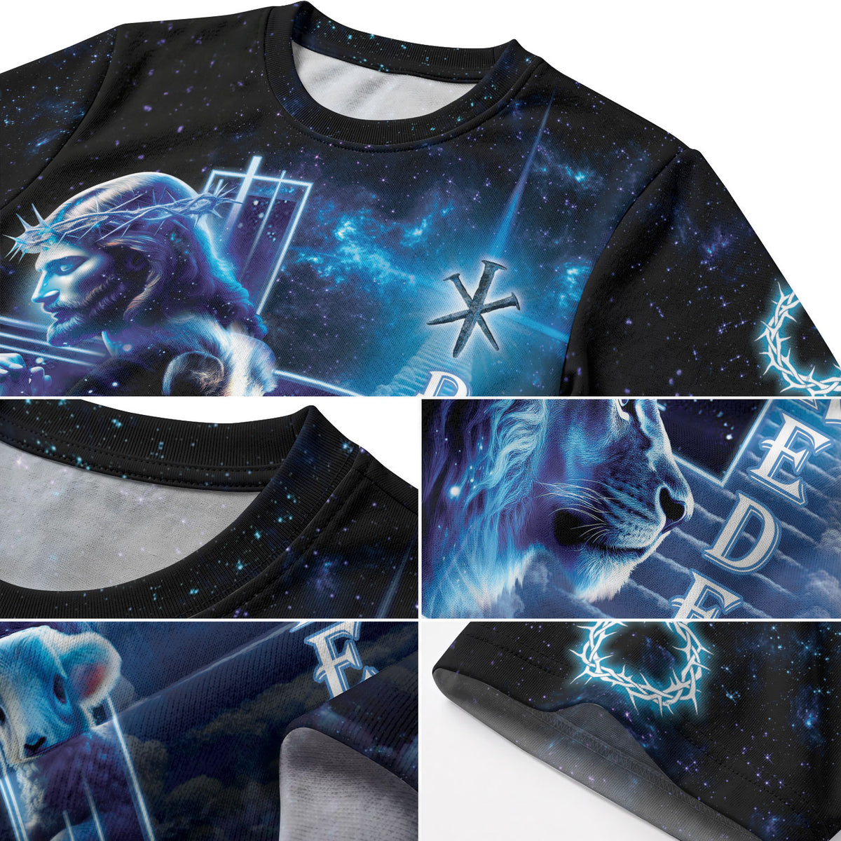 Christian Tee Shirts, Redeemed By The Cosmic King Lion Lamb And Savior - Freedom Shirts for Men, RustField Co - Rust Field Wear
